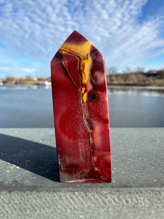 Gorgeous Natural Mookaite Jasper Tower Carving