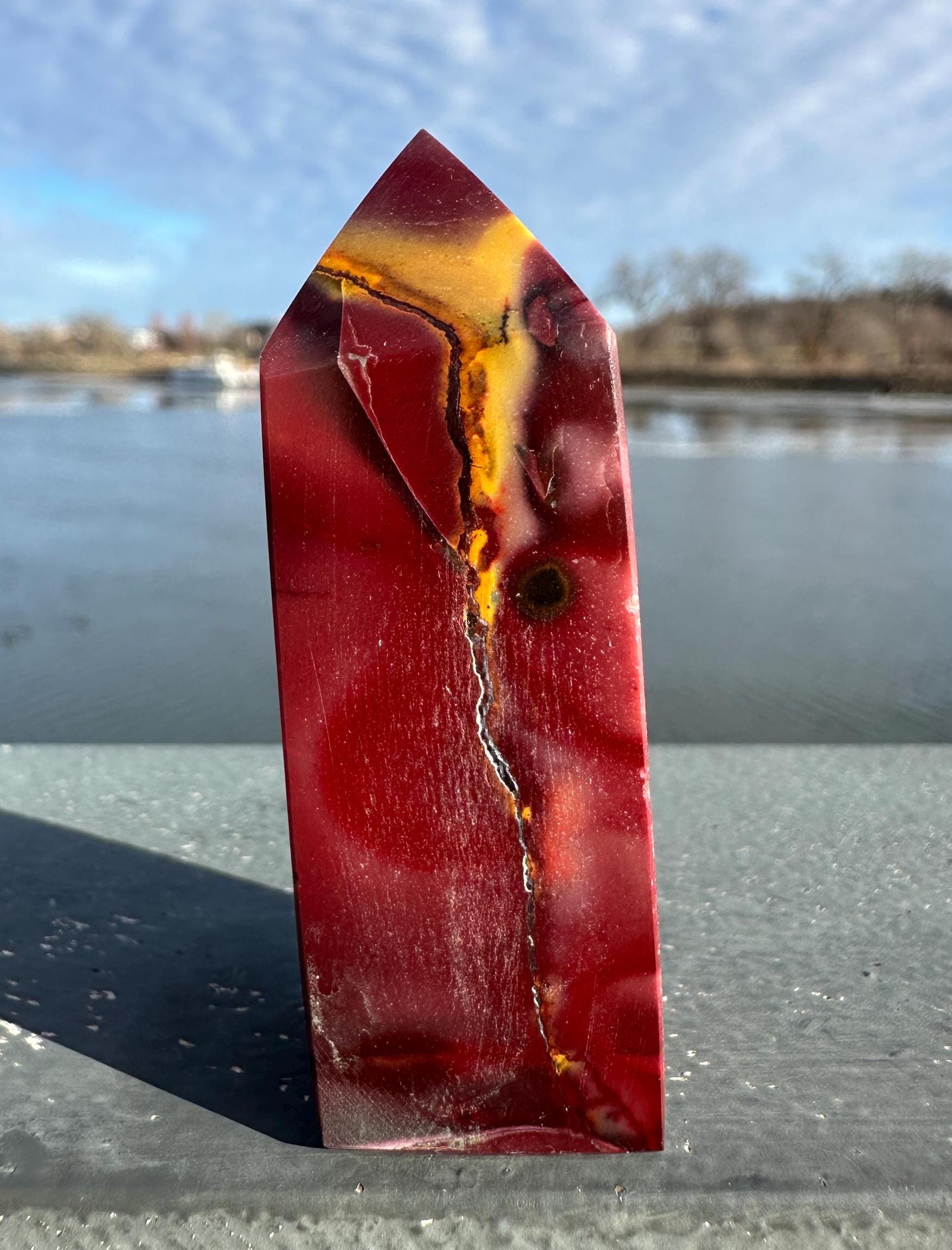 Gorgeous Natural Mookaite Jasper Tower Carving