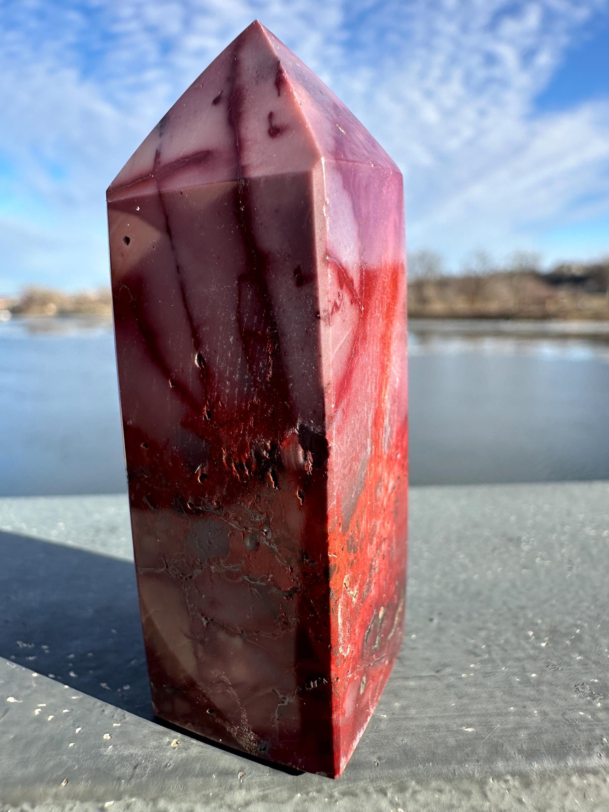 Gorgeous Natural Mookaite Jasper Tower Carving