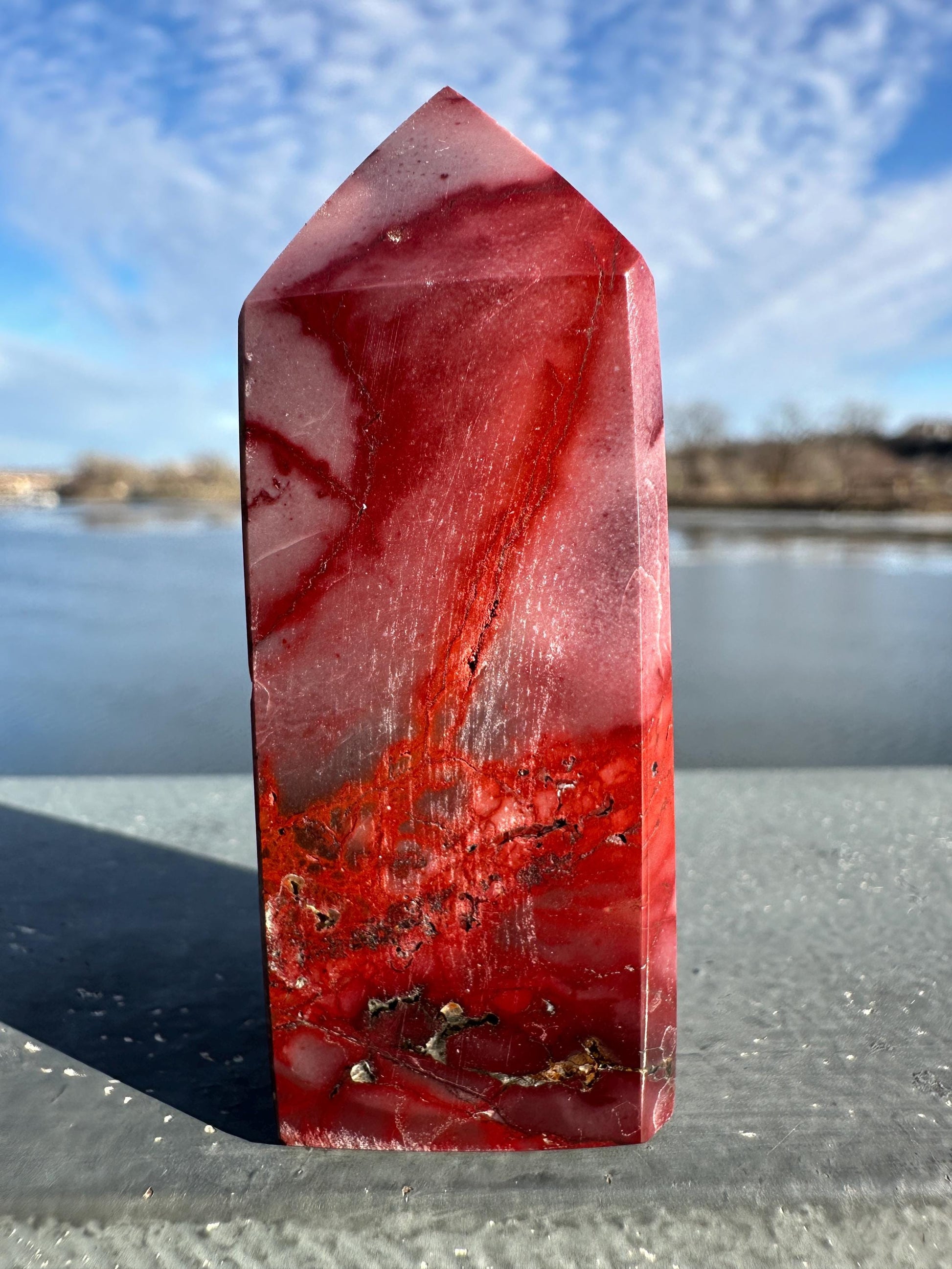 Gorgeous Natural Mookaite Jasper Tower Carving