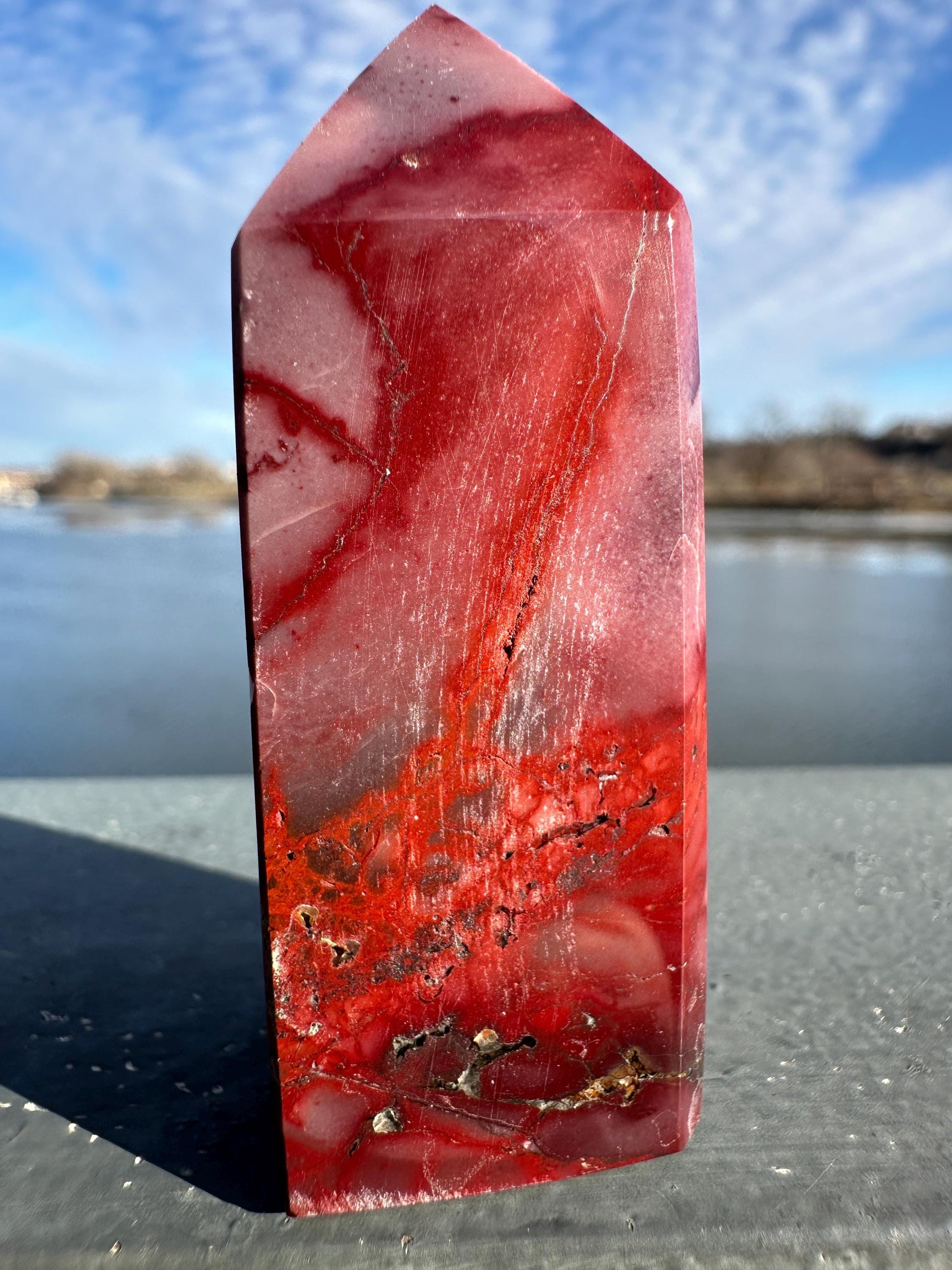 Gorgeous Natural Mookaite Jasper Tower Carving