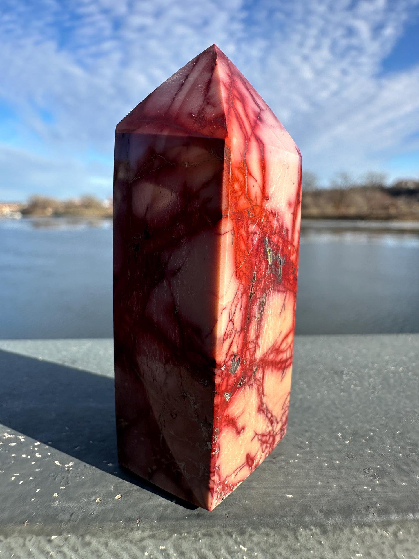Gorgeous Natural Mookaite Jasper Tower Carving