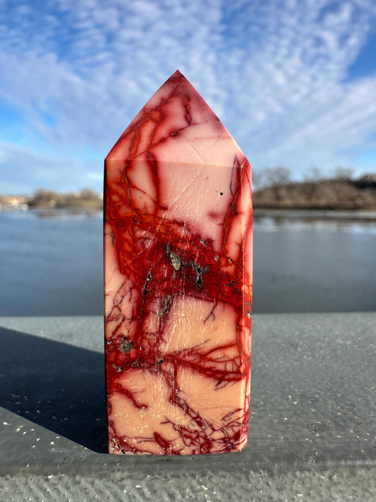 Gorgeous Natural Mookaite Jasper Tower Carving