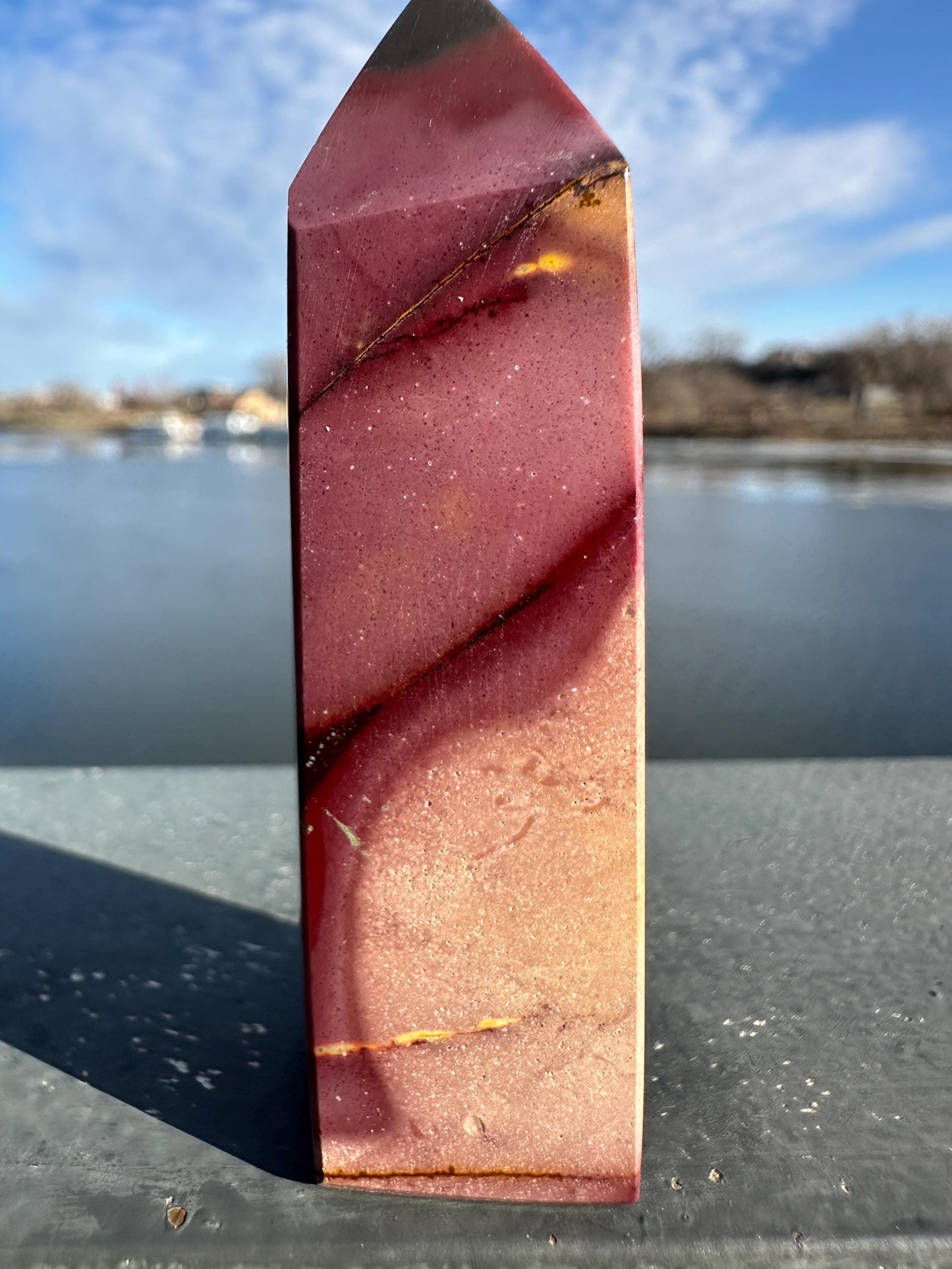 Gorgeous Natural Mookaite Jasper Tower Carving