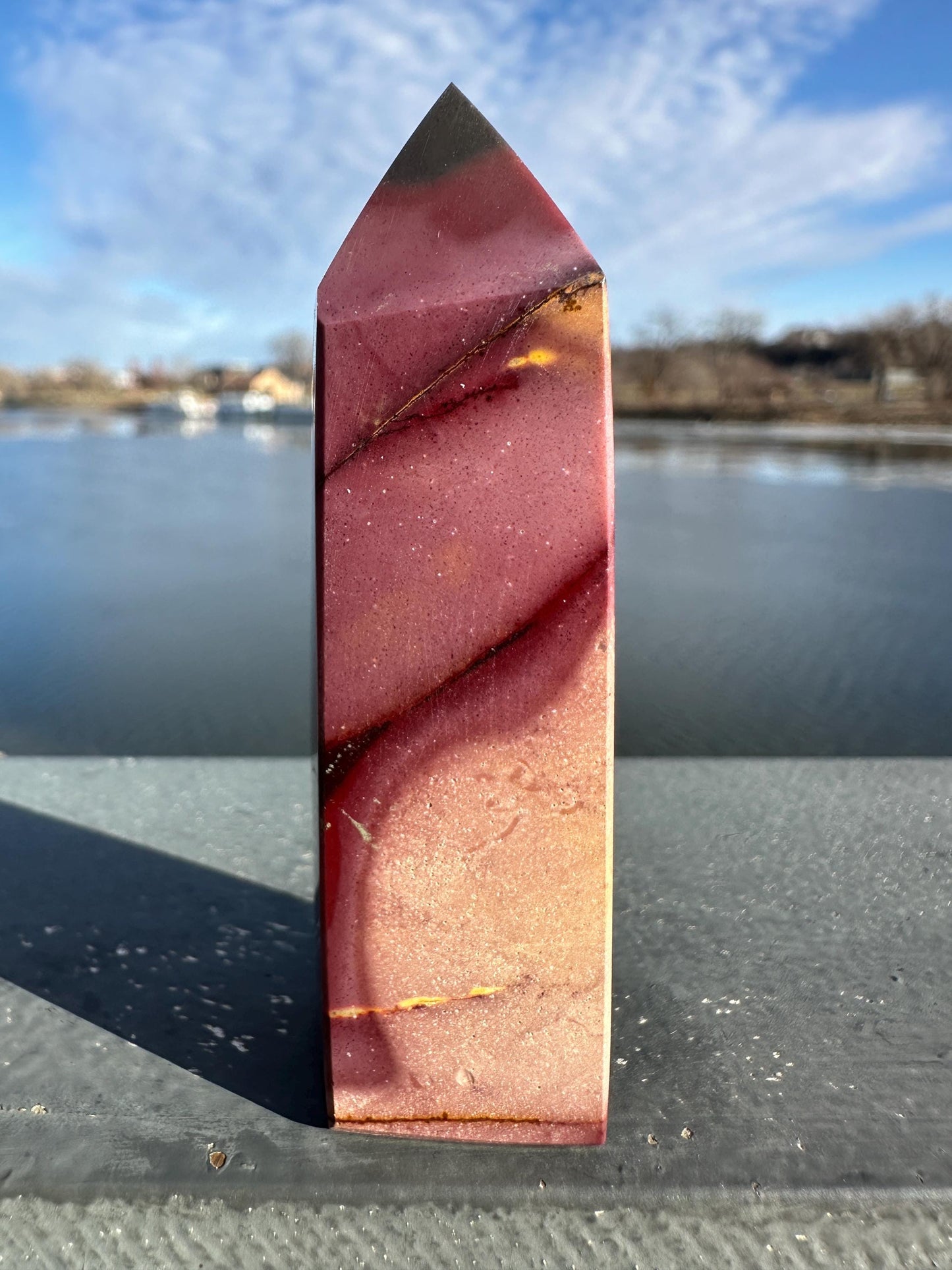 Gorgeous Natural Mookaite Jasper Tower Carving