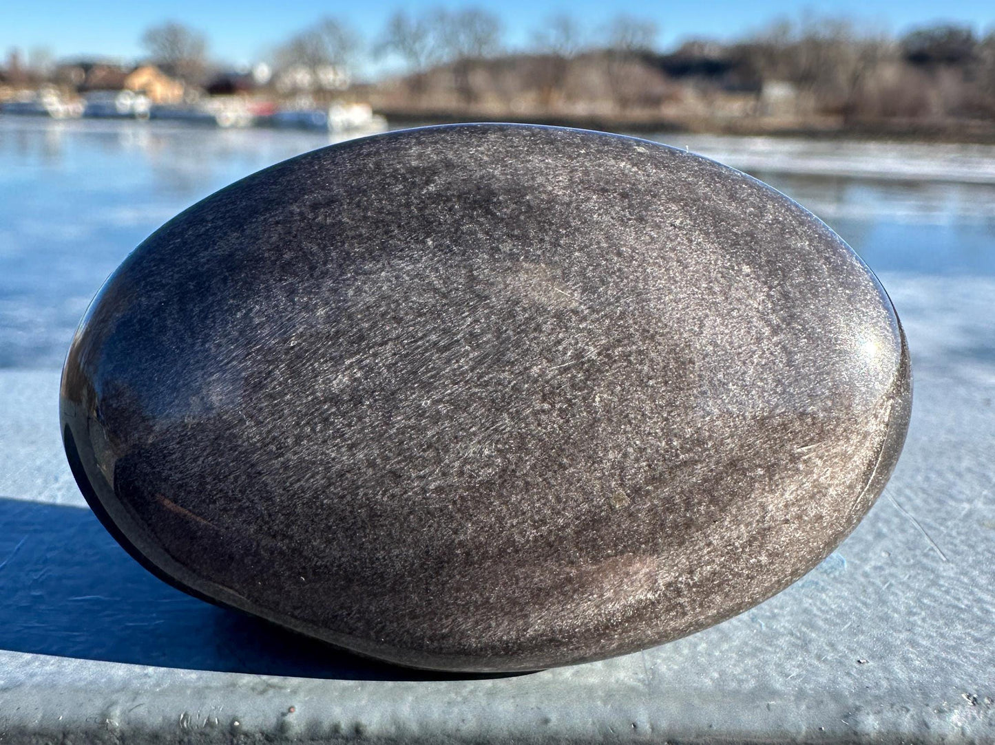Silver Sheen Obsidian Palm Stone from Mexico