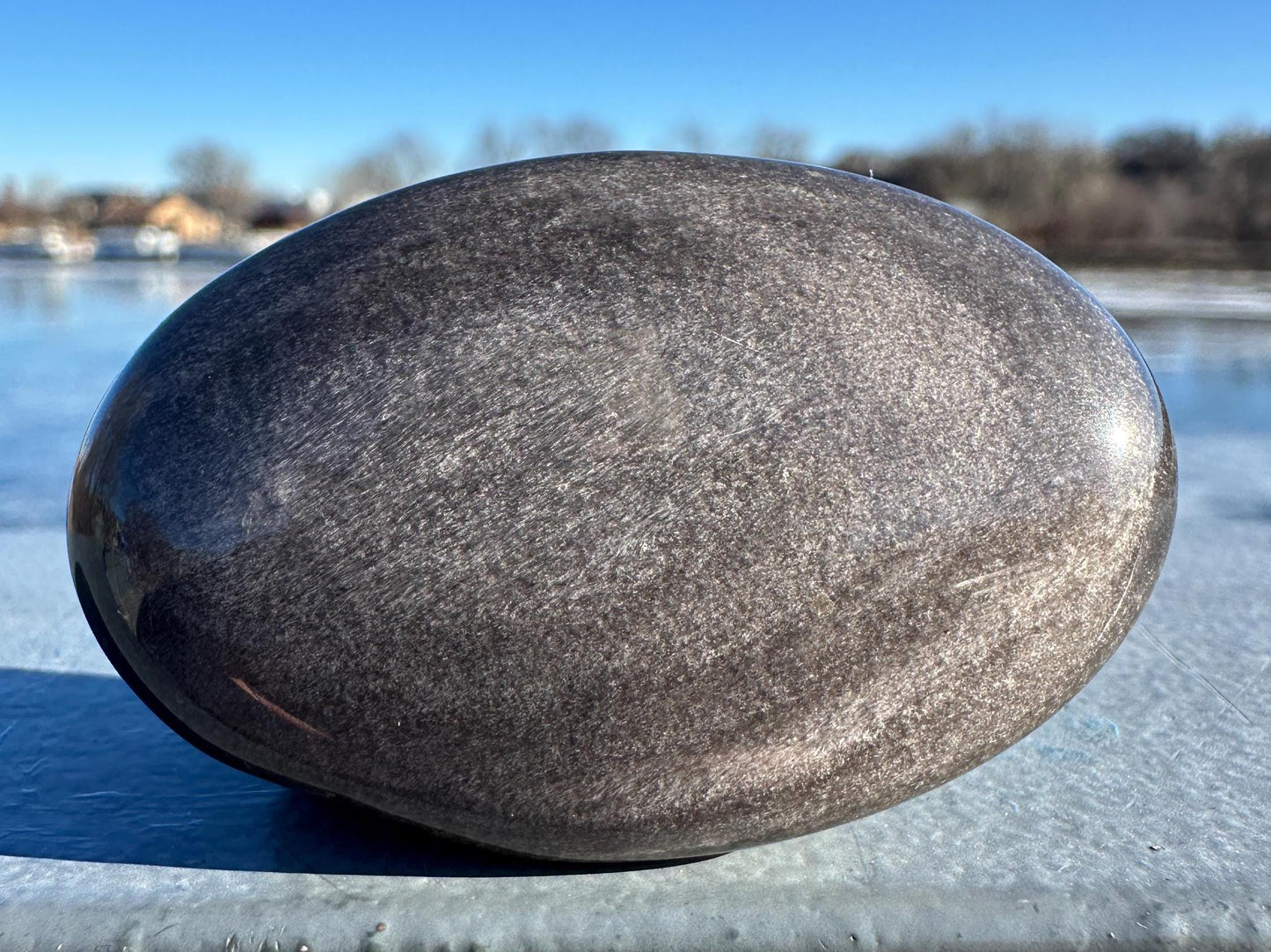 Silver Sheen Obsidian Palm Stone from Mexico