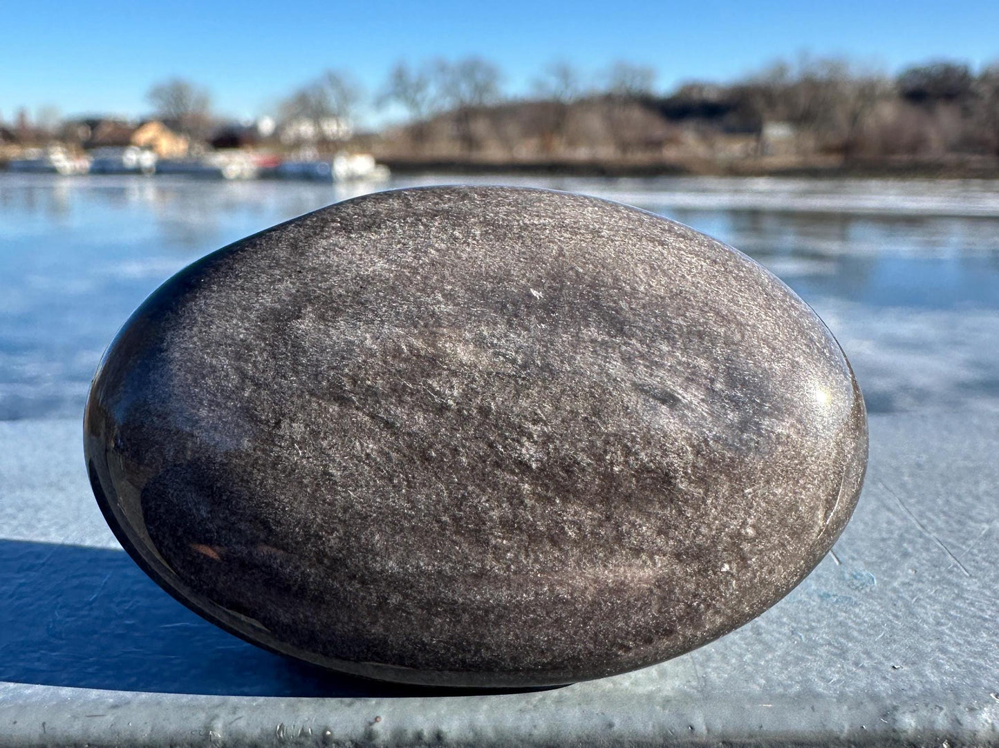 Silver Sheen Obsidian Palm Stone from Mexico
