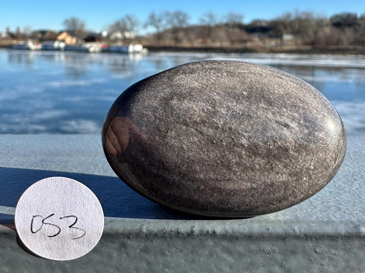 Silver Sheen Obsidian Palm Stone from Mexico