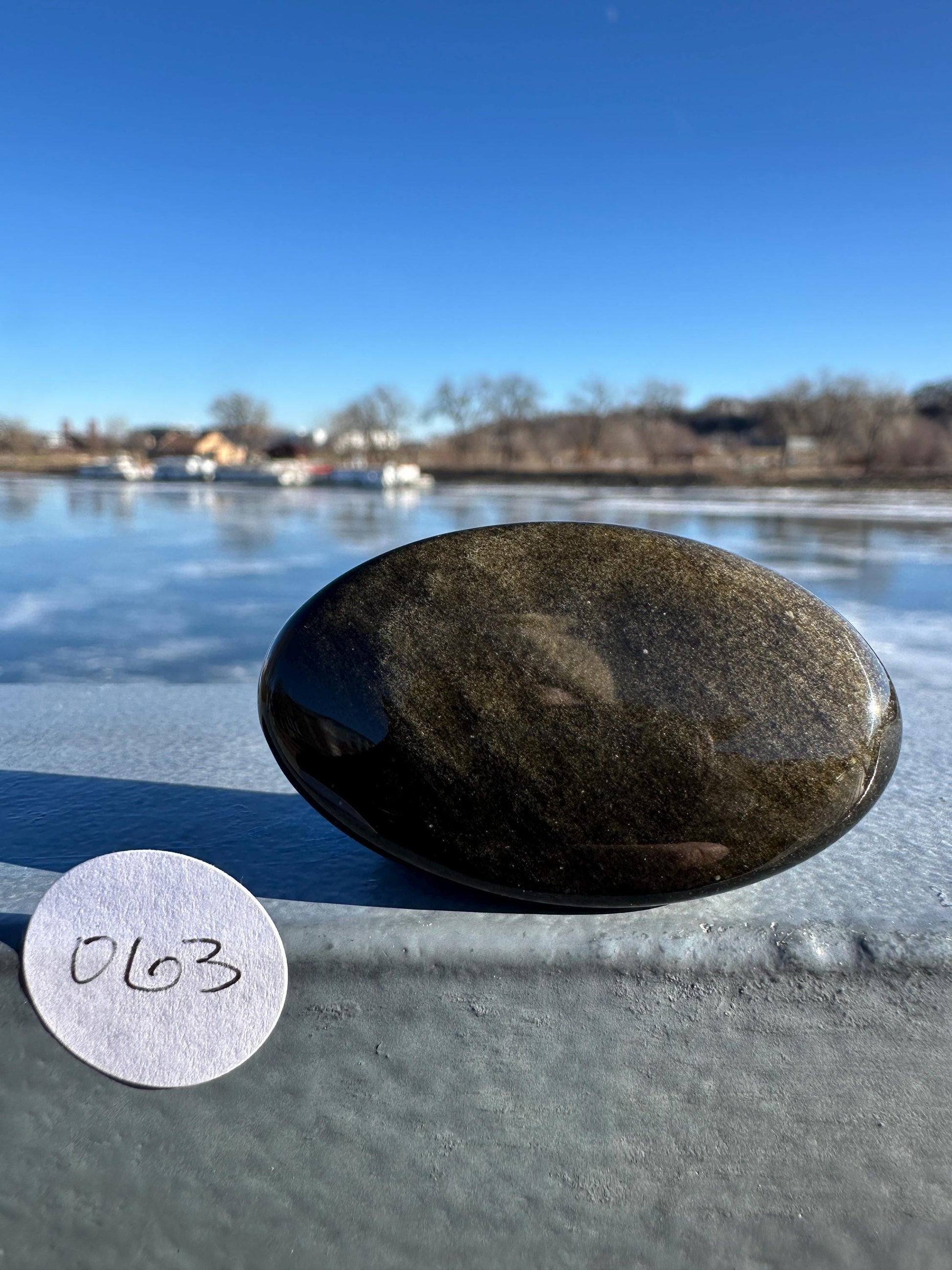 Gold Sheen Obsidian Palm Stone from Mexico