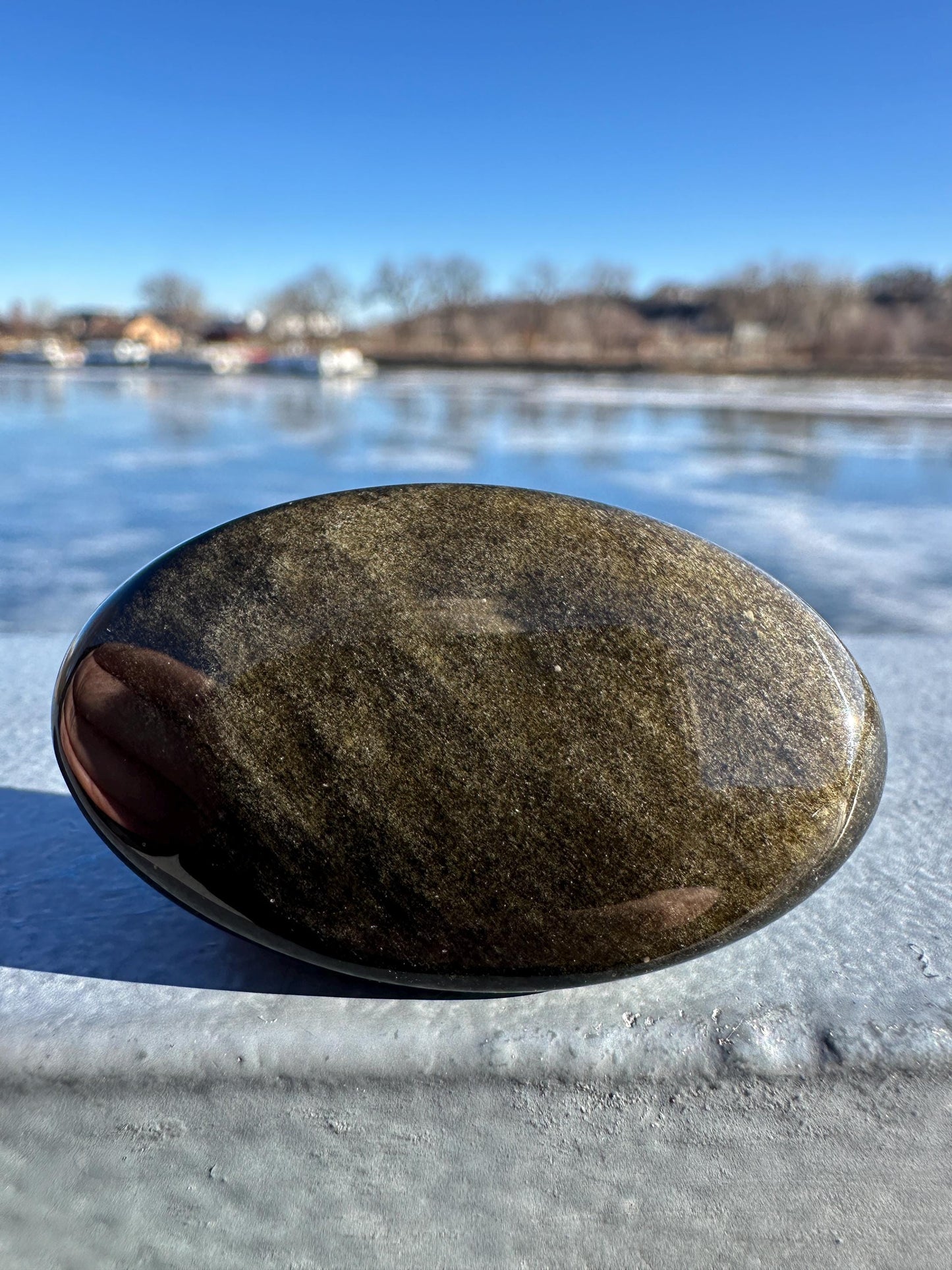 Gold Sheen Obsidian Palm Stone from Mexico