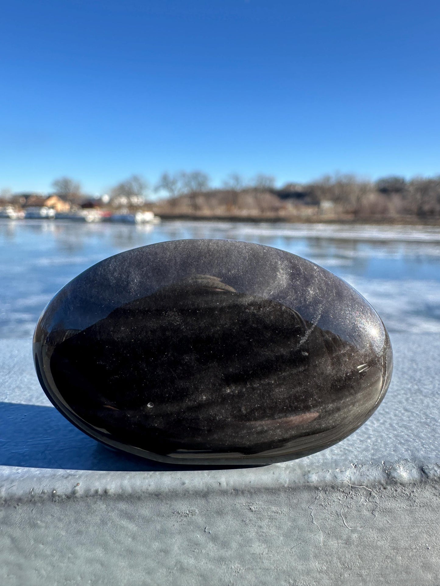 Silver Sheen Obsidian Palm Stone from Mexico
