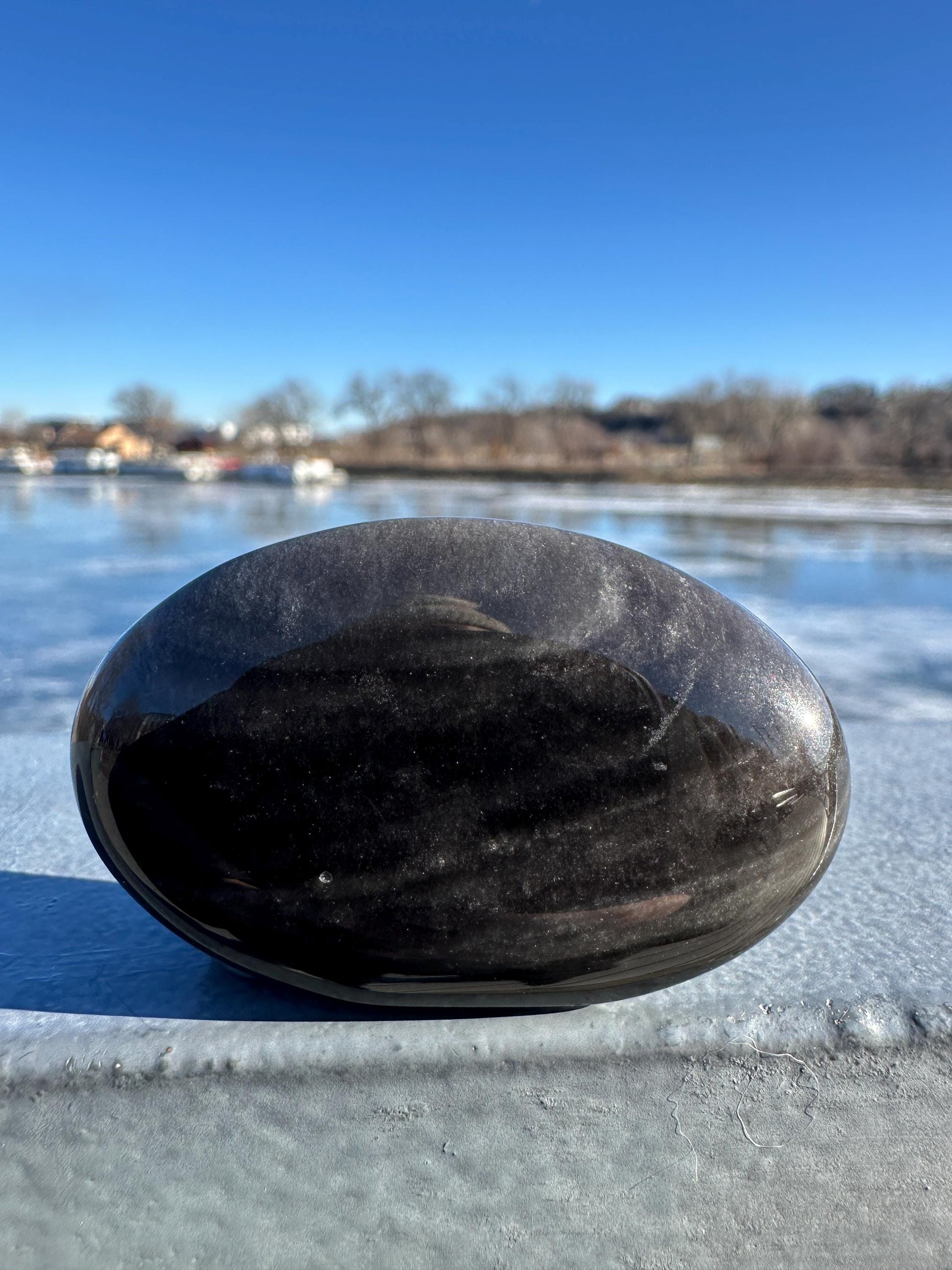 Silver Sheen Obsidian Palm Stone from Mexico