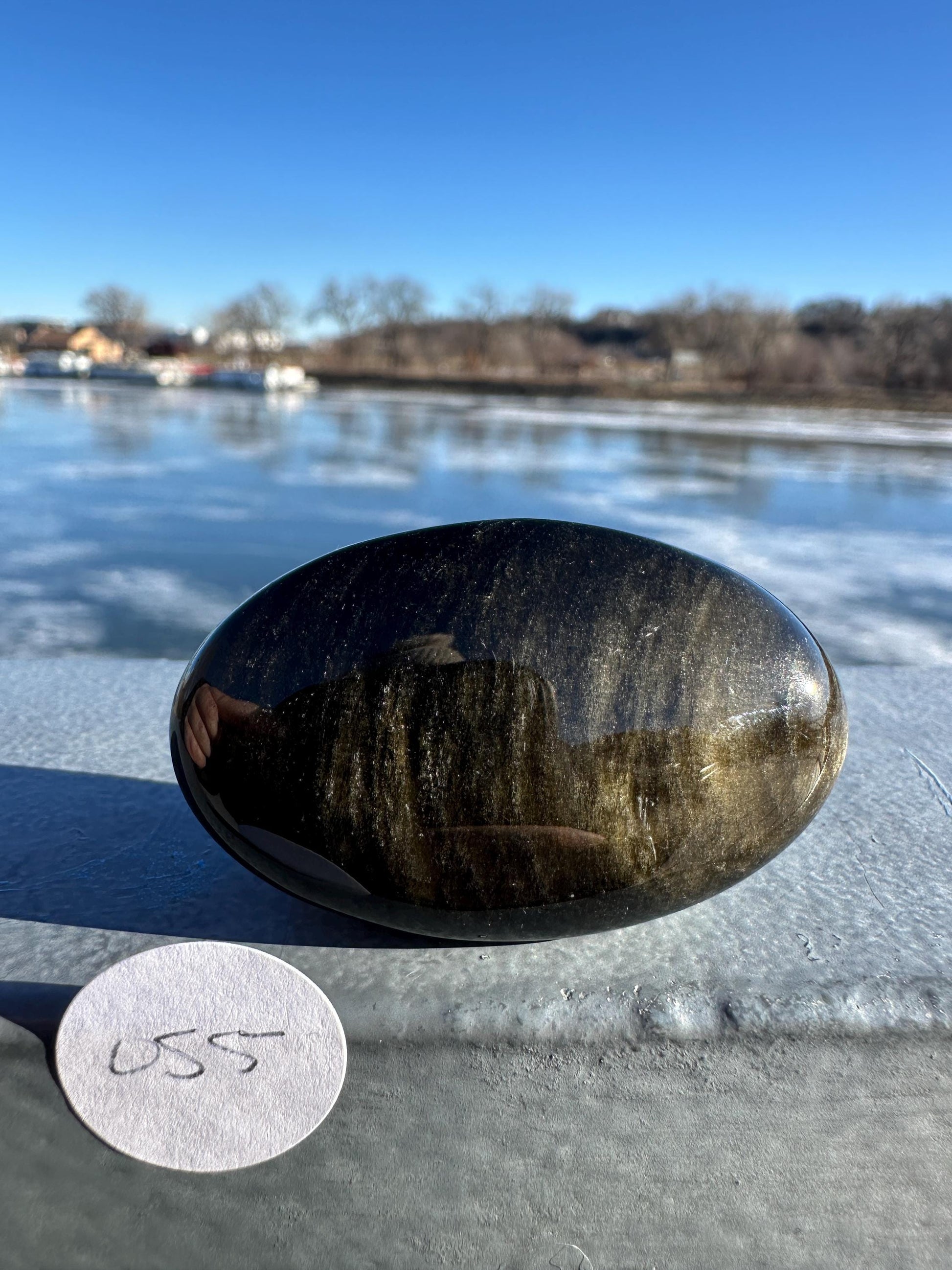 Gold Sheen Obsidian Palm Stone from Mexico