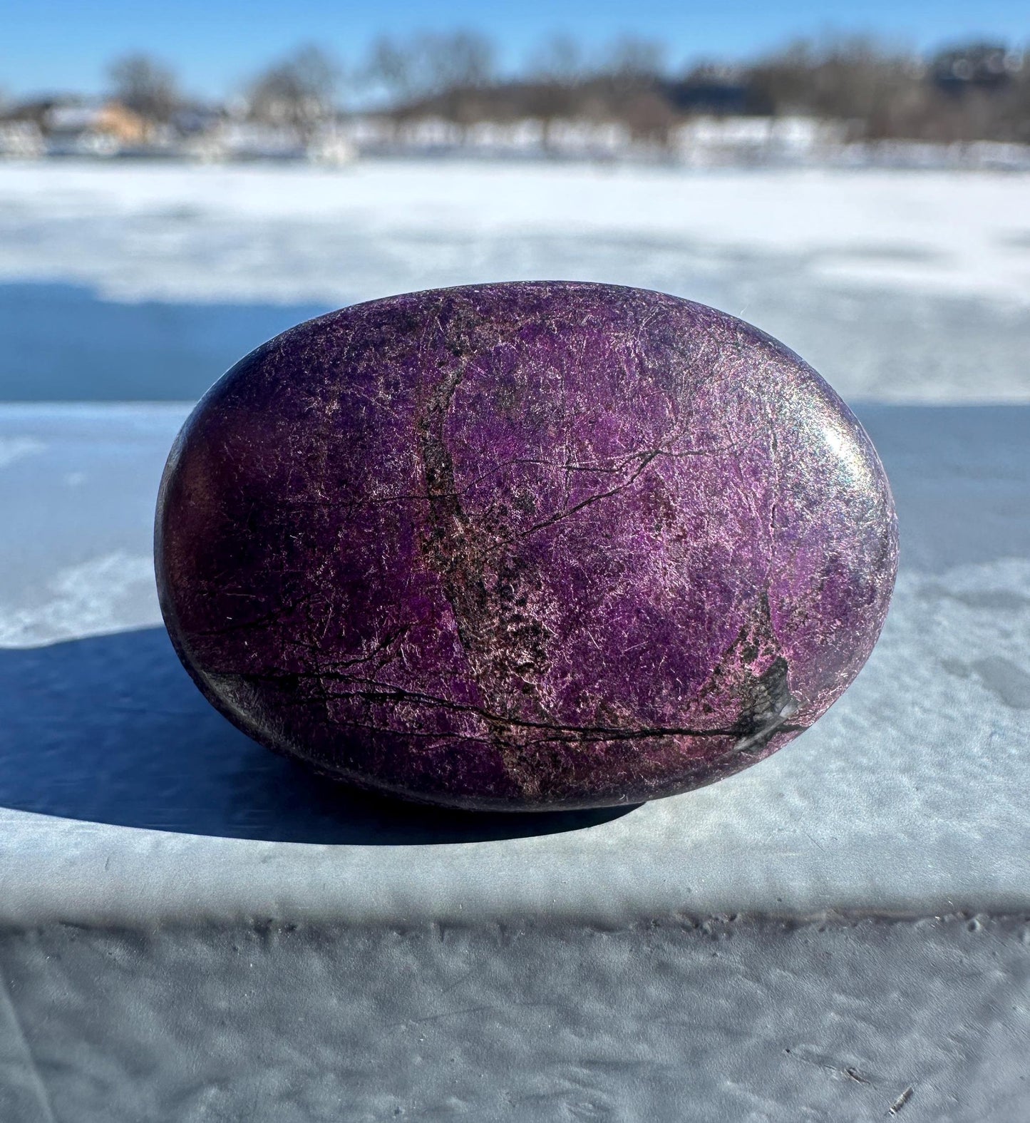 Flashy Polished Purpurite Small Crystal Palm Stone | Home Decor Crystal