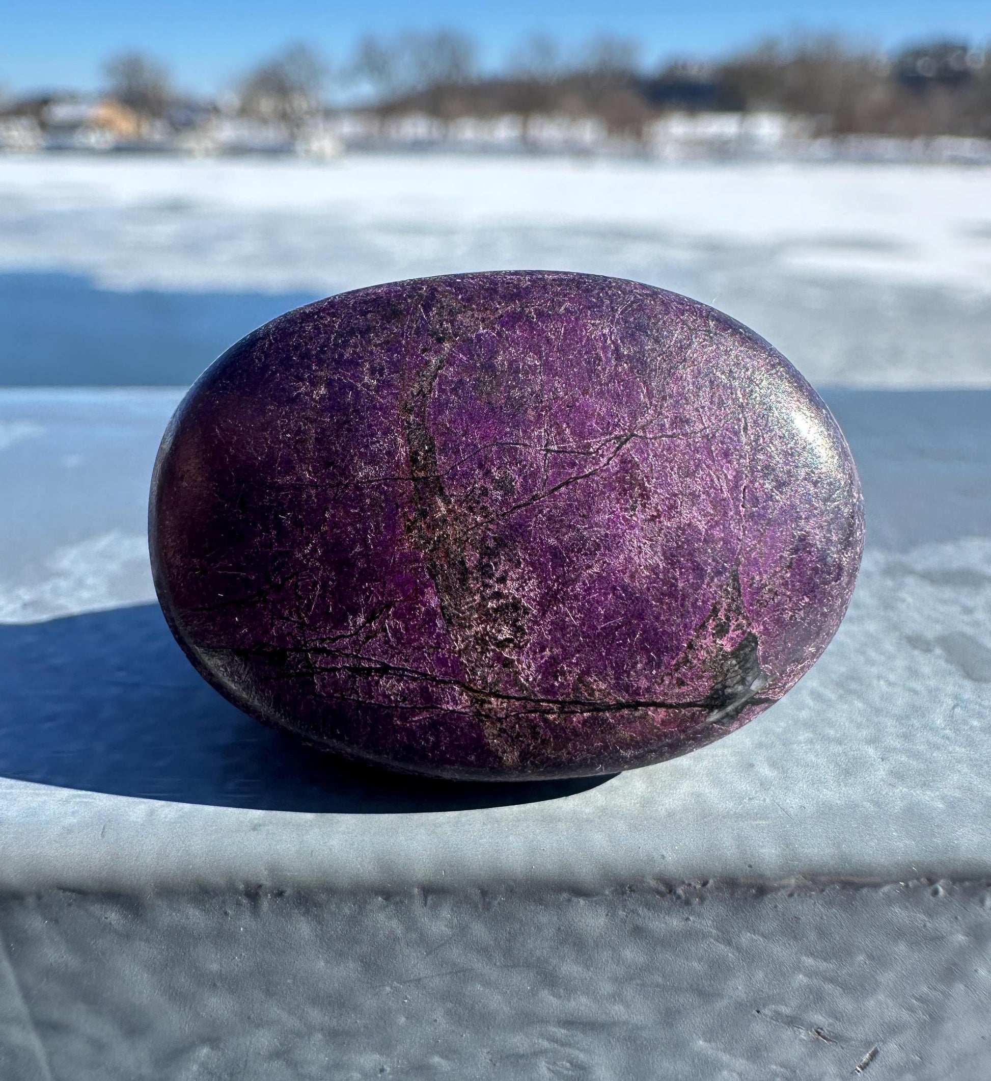Flashy Polished Purpurite Small Crystal Palm Stone | Home Decor Crystal
