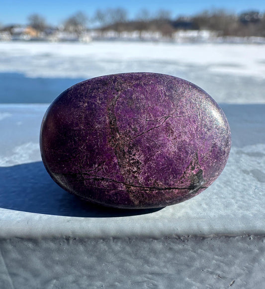 Flashy Polished Purpurite Small Crystal Palm Stone | Home Decor Crystal