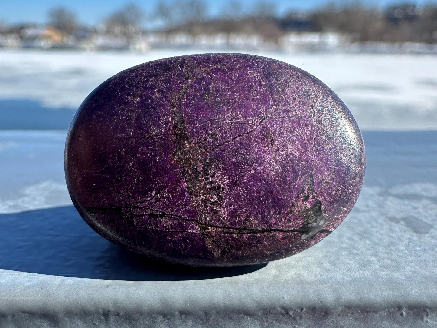 Flashy Polished Purpurite Small Crystal Palm Stone | Home Decor Crystal