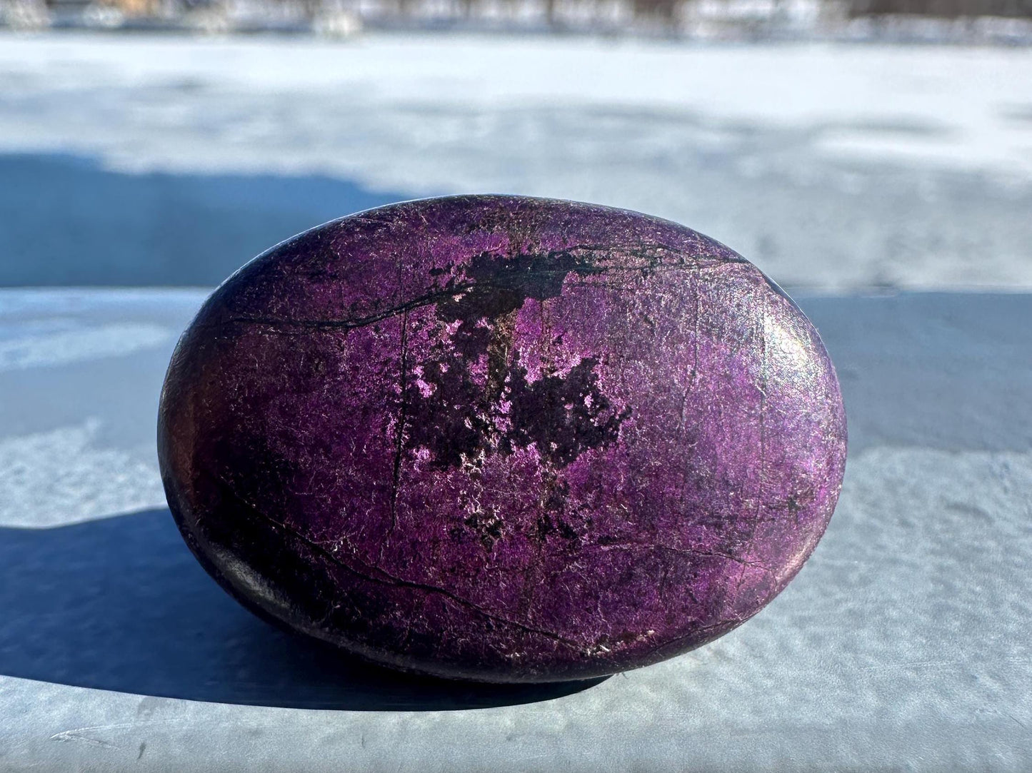 Flashy Polished Purpurite Small Crystal Palm Stone | Home Decor Crystal