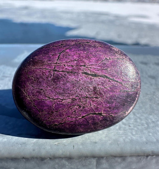 Flashy Polished Purpurite Small Crystal Palm Stone | Home Decor Crystal