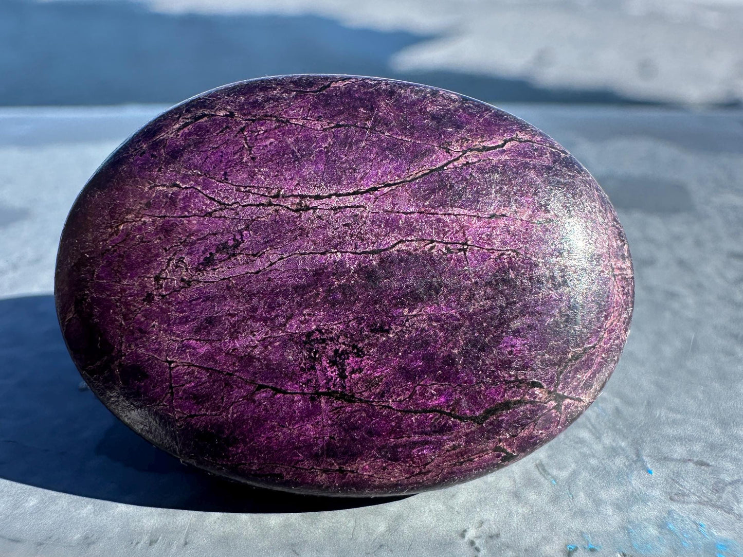 Flashy Polished Purpurite Small Crystal Palm Stone | Home Decor Crystal