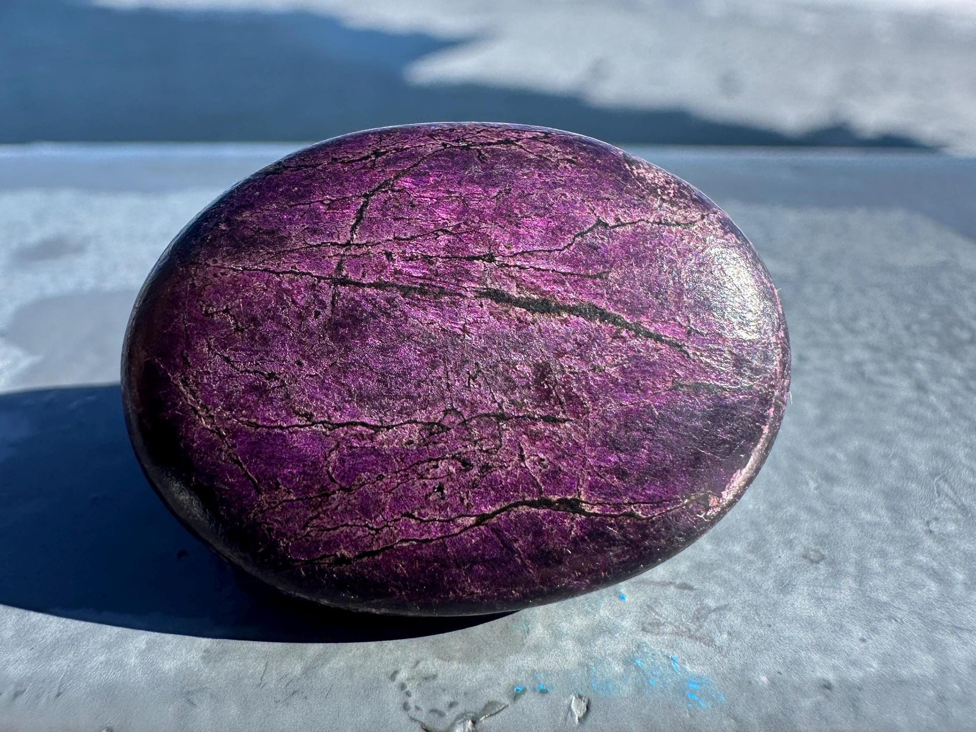Flashy Polished Purpurite Small Crystal Palm Stone | Home Decor Crystal