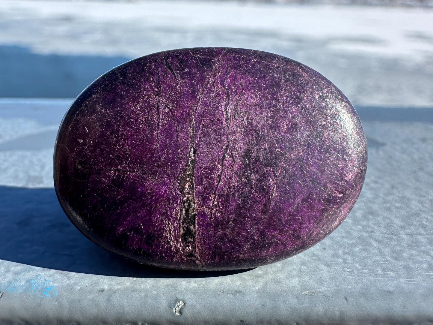 Flashy Polished Purpurite Small Crystal Palm Stone | Home Decor Crystal