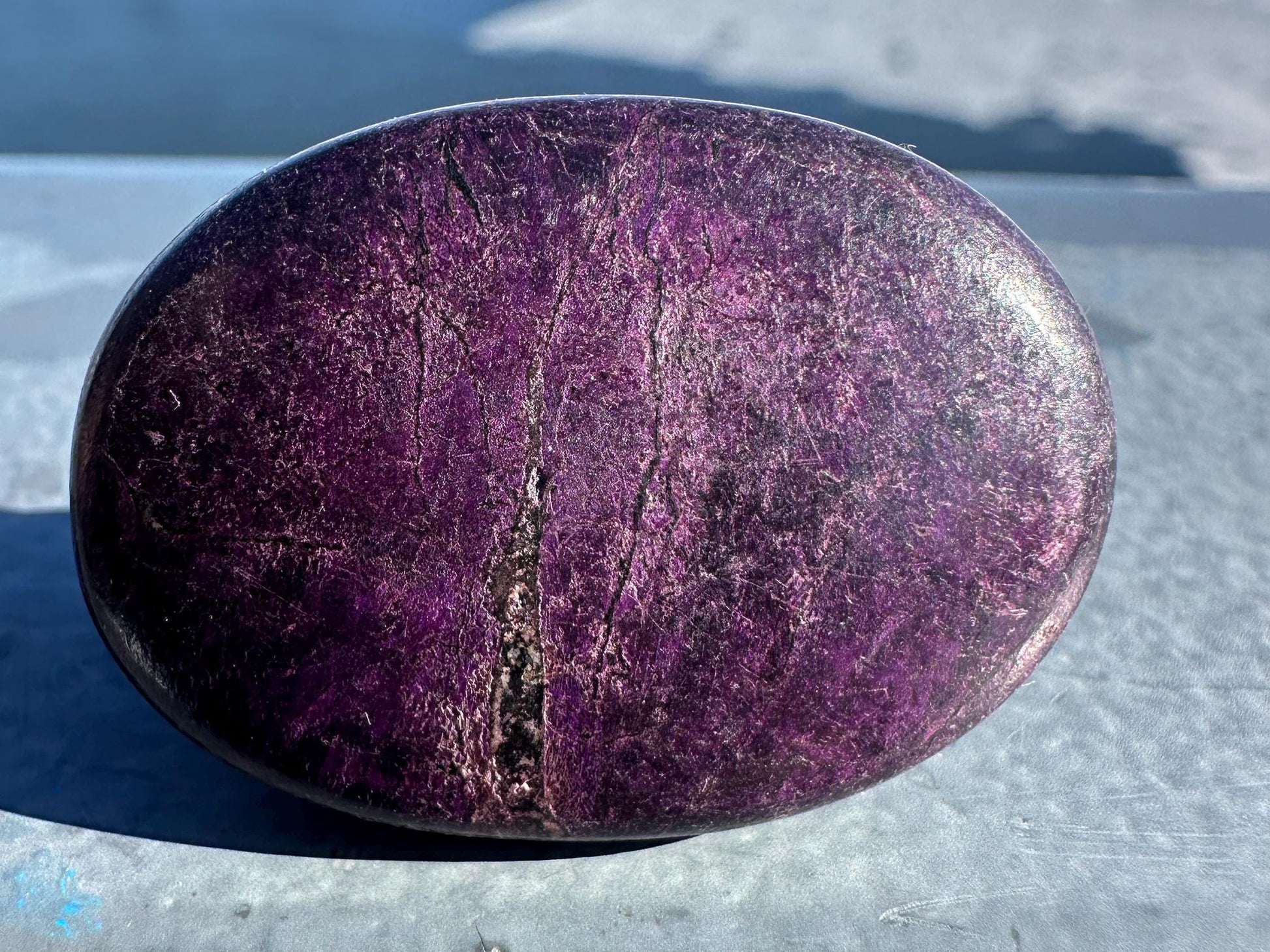 Flashy Polished Purpurite Small Crystal Palm Stone | Home Decor Crystal