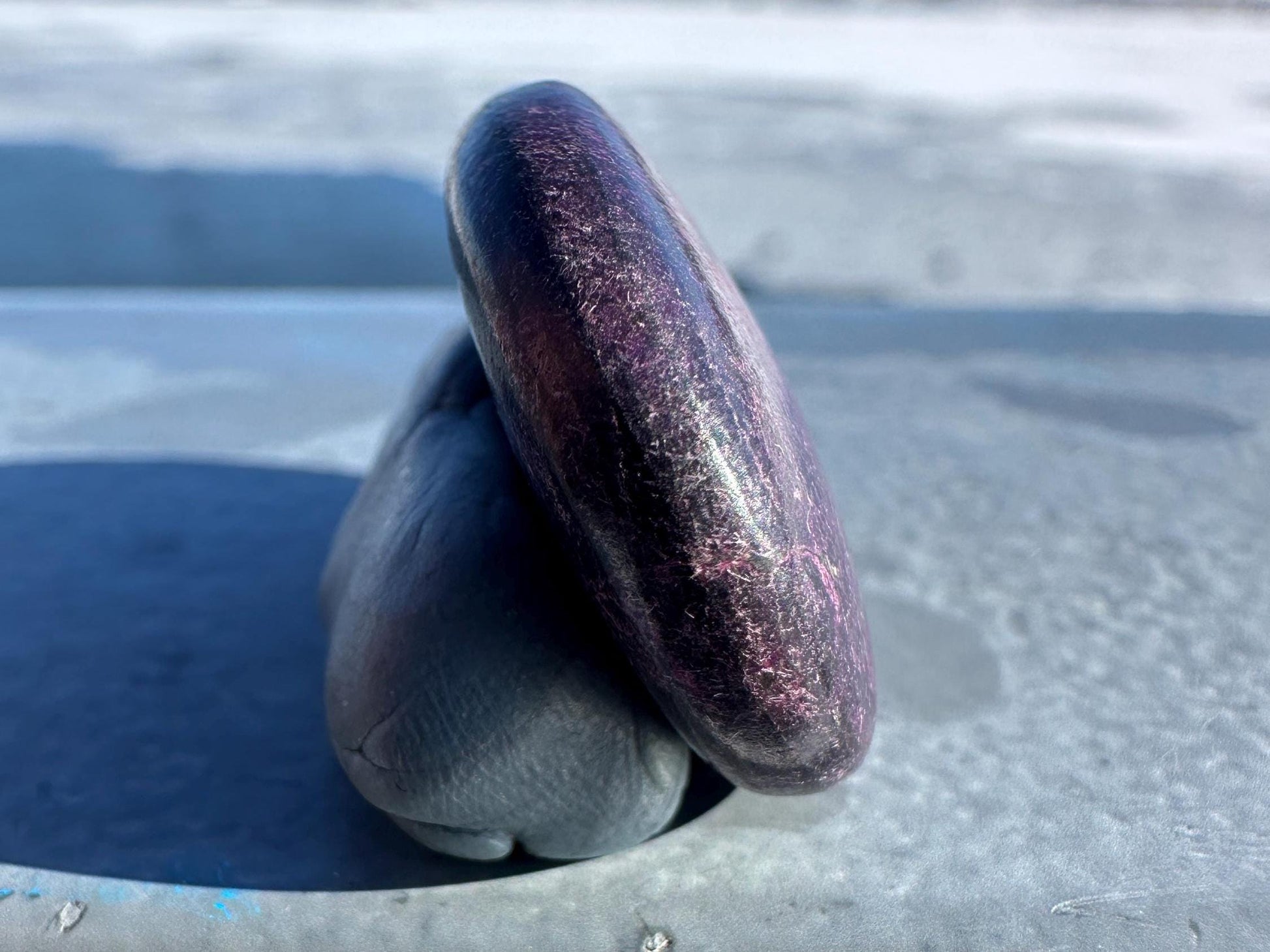 Flashy Polished Purpurite Small Crystal Palm Stone | Home Decor Crystal