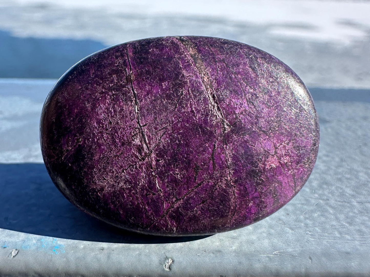 Flashy Polished Purpurite Small Crystal Palm Stone | Home Decor Crystal