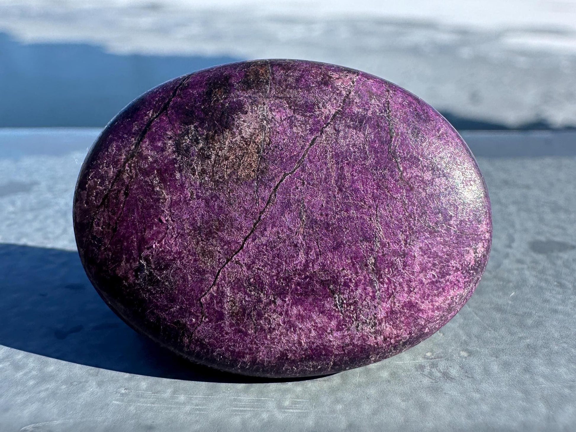 Flashy Polished Purpurite Small Crystal Palm Stone | Home Decor Crystal