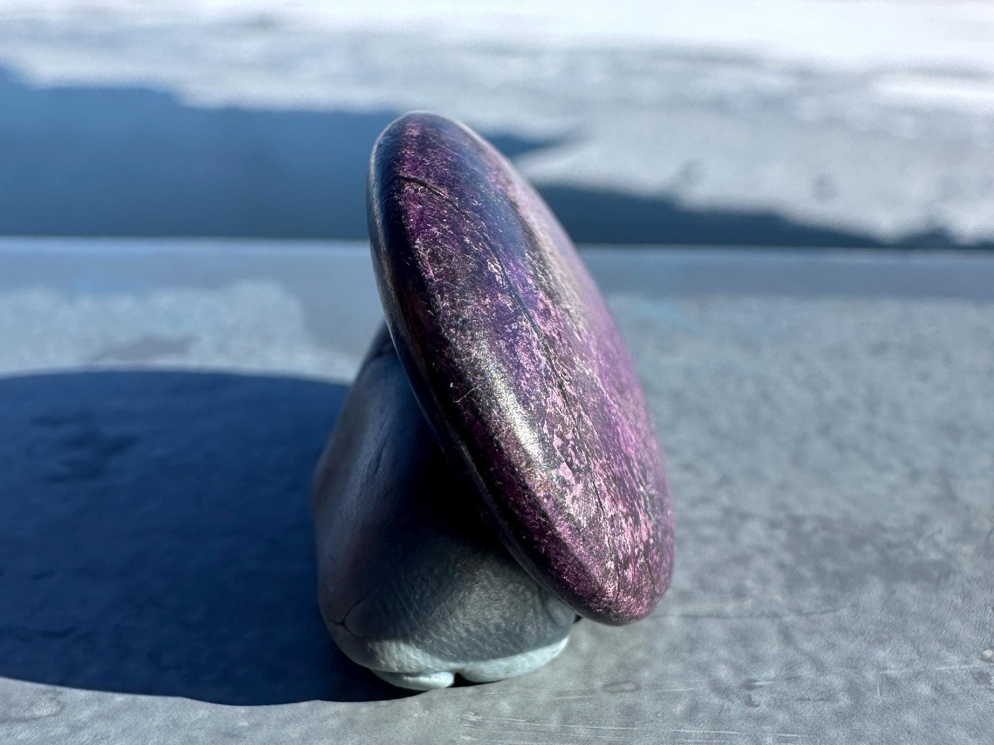 Flashy Polished Purpurite Small Crystal Palm Stone | Home Decor Crystal