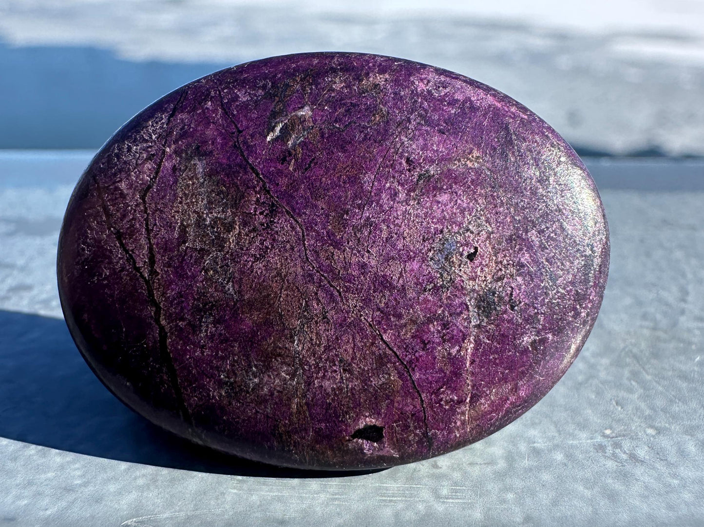 Flashy Polished Purpurite Small Crystal Palm Stone | Home Decor Crystal