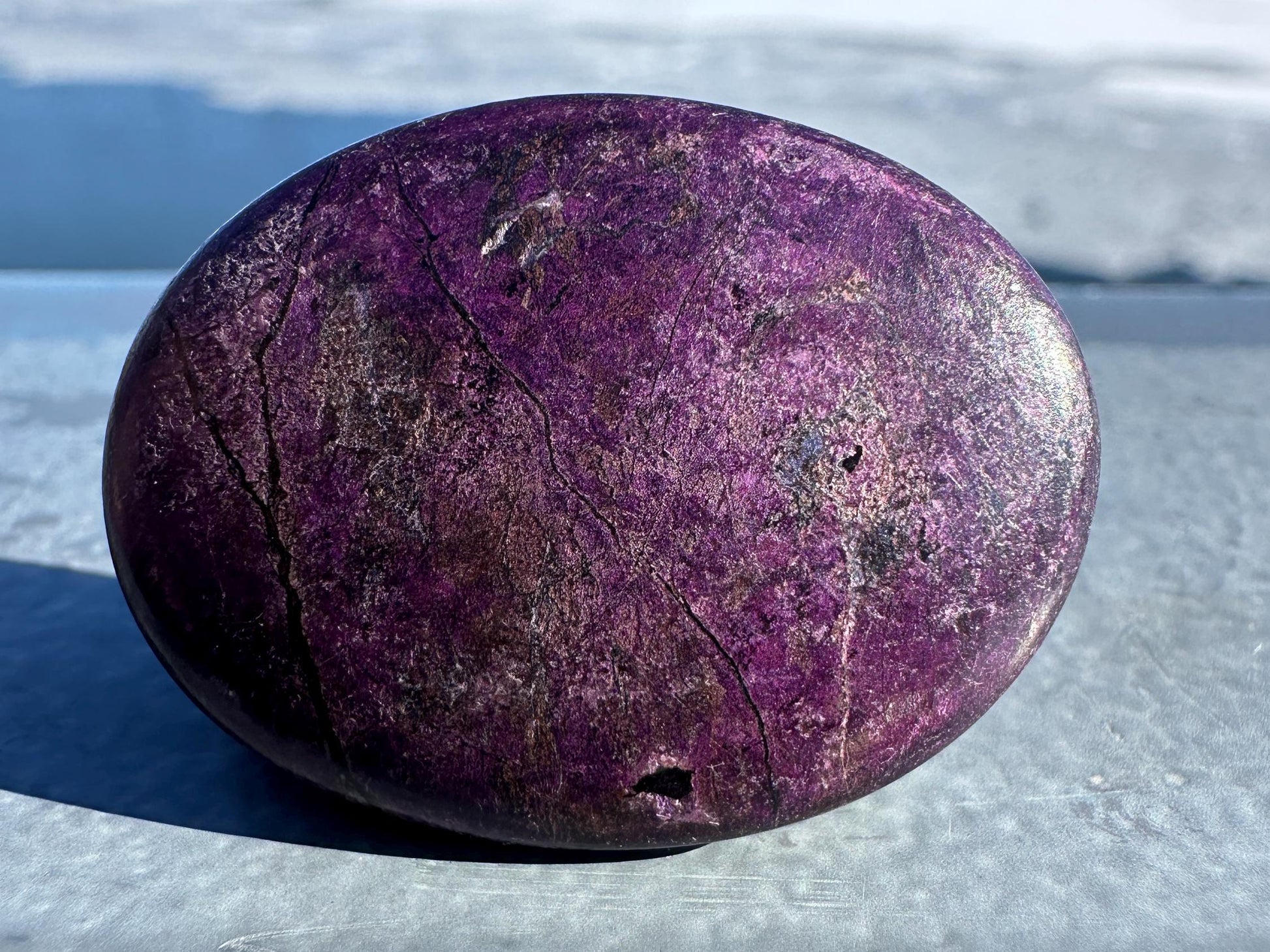 Flashy Polished Purpurite Small Crystal Palm Stone | Home Decor Crystal