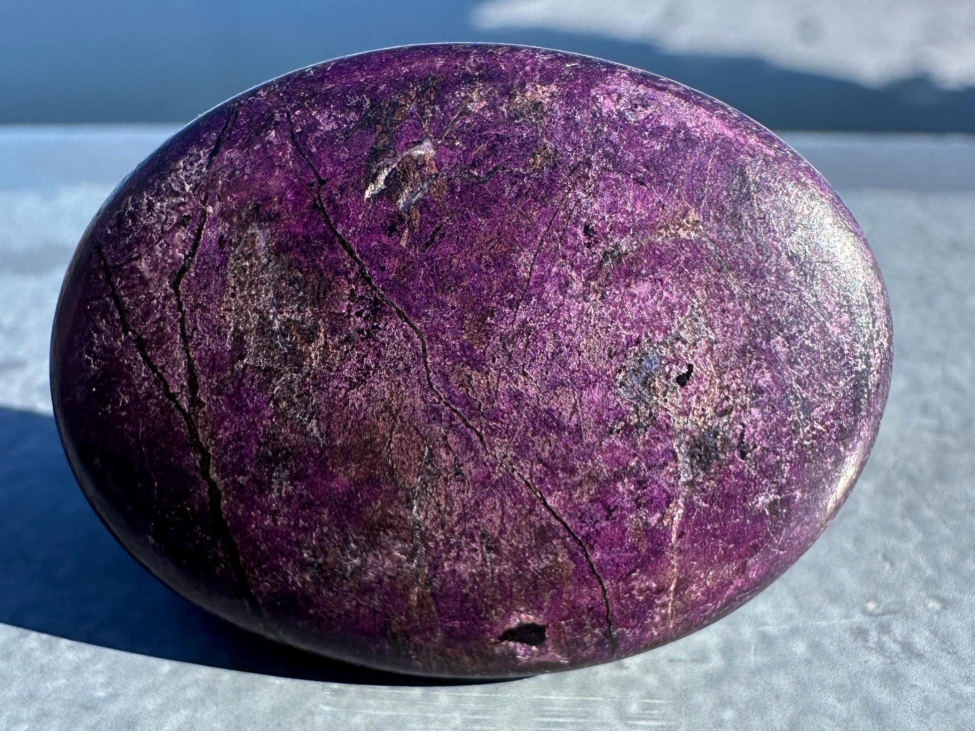 Flashy Polished Purpurite Small Crystal Palm Stone | Home Decor Crystal