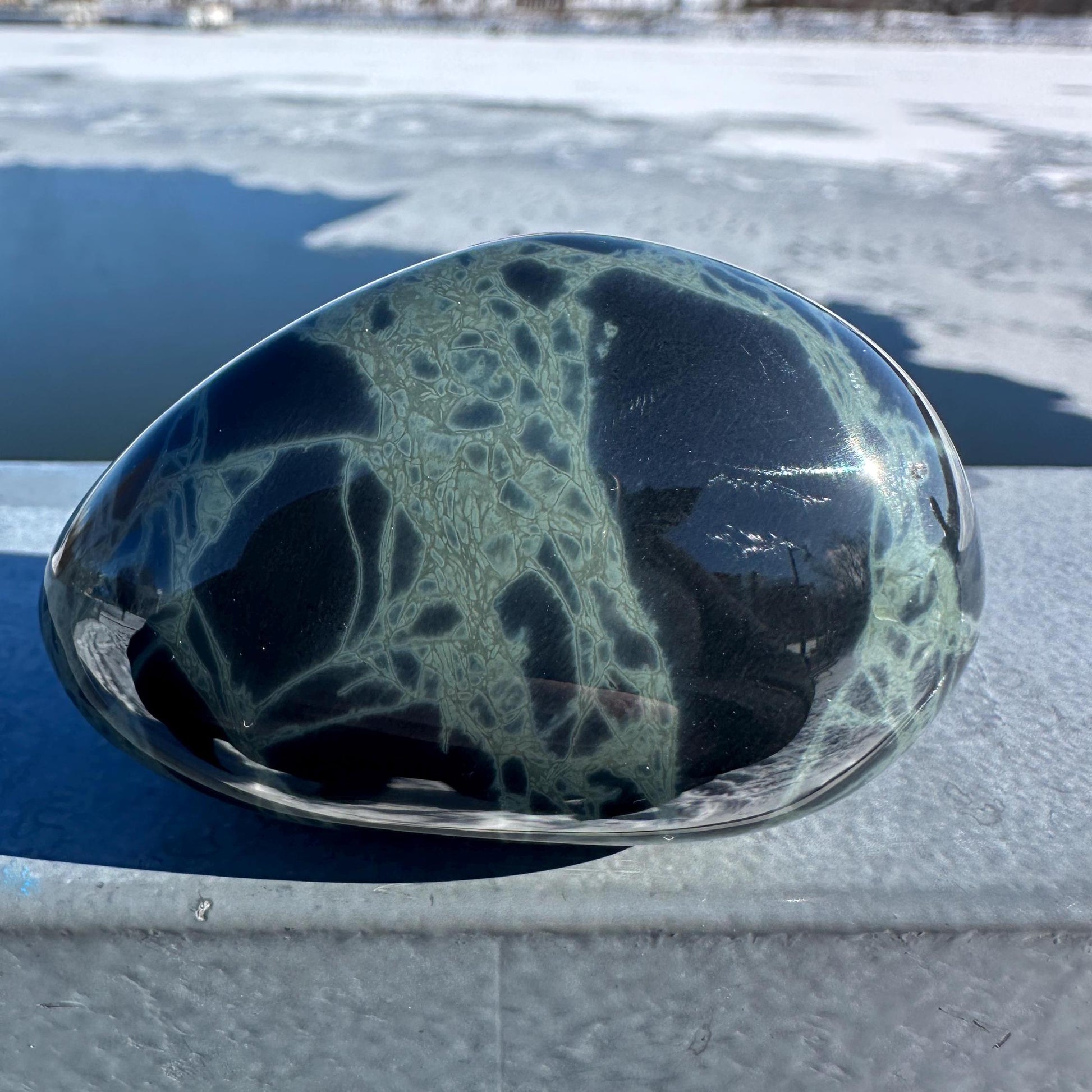 Spider Web Obsidian Palm Stone from Mexico