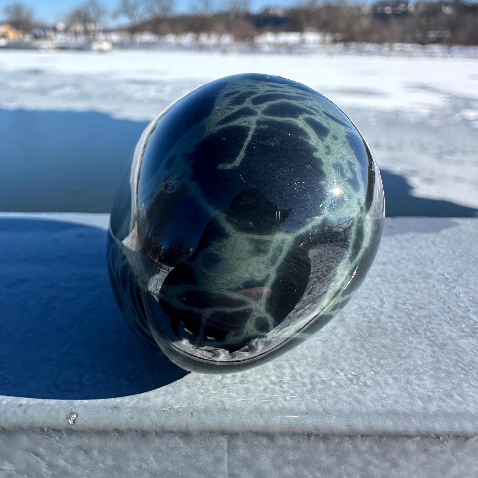 Spider Web Obsidian Palm Stone from Mexico