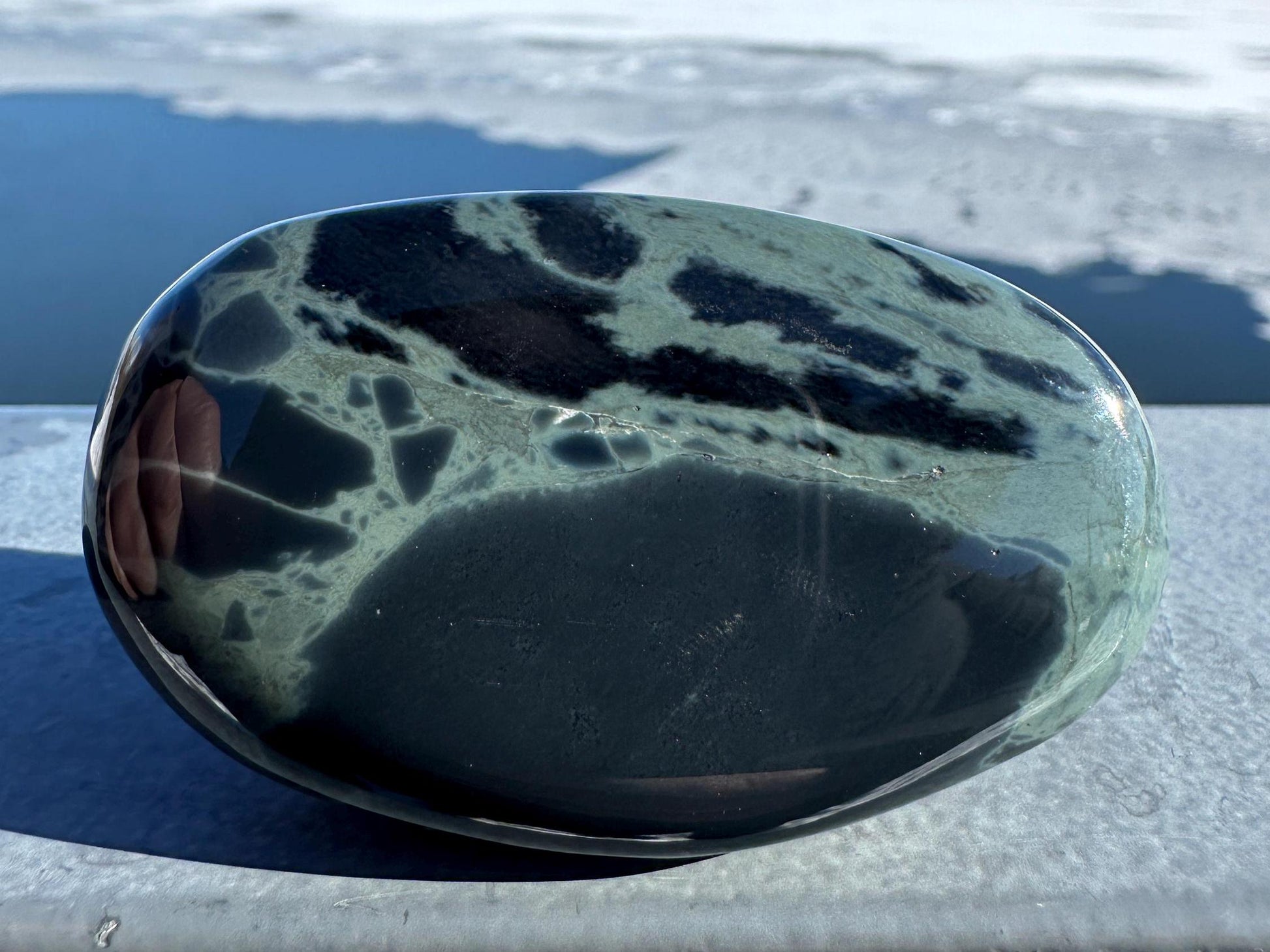 Spider Web Obsidian Palm Stone from Mexico