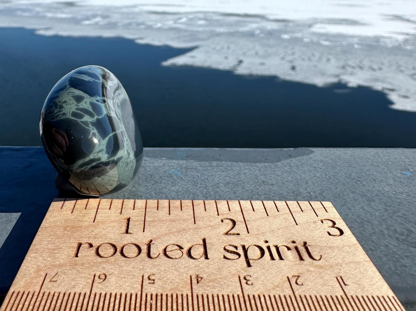 Spider Web Obsidian Palm Stone from Mexico