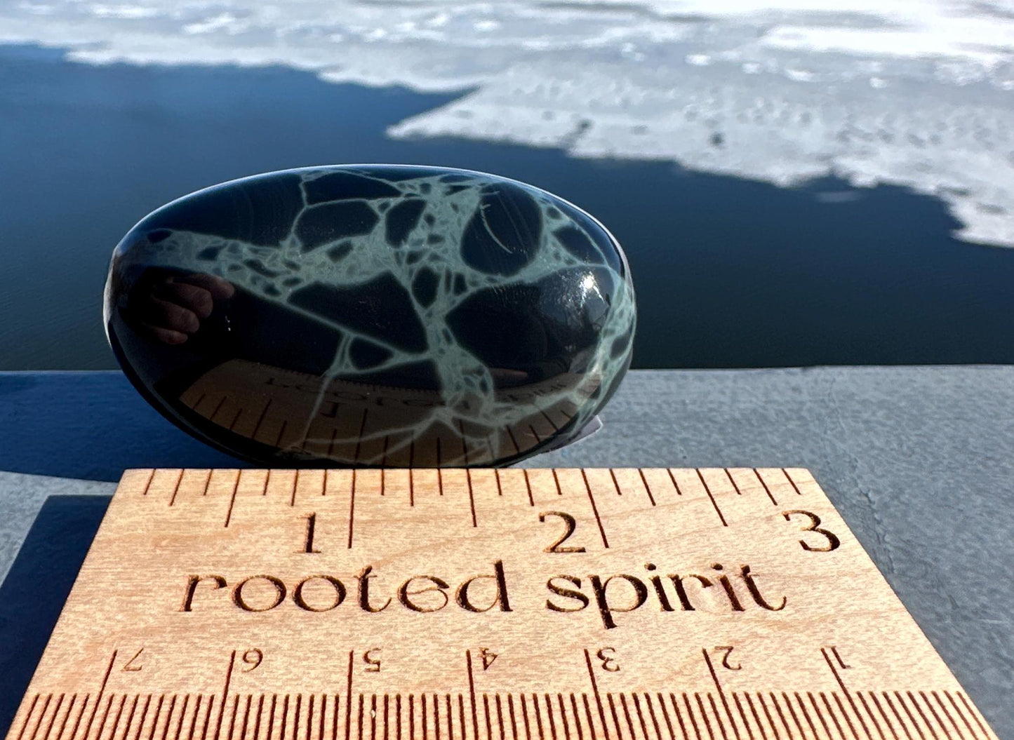 Spider Web Obsidian Palm Stone from Mexico