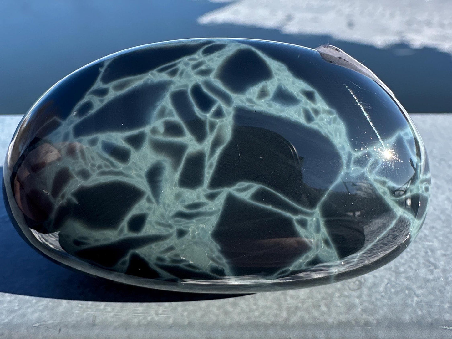 Spider Web Obsidian Palm Stone from Mexico