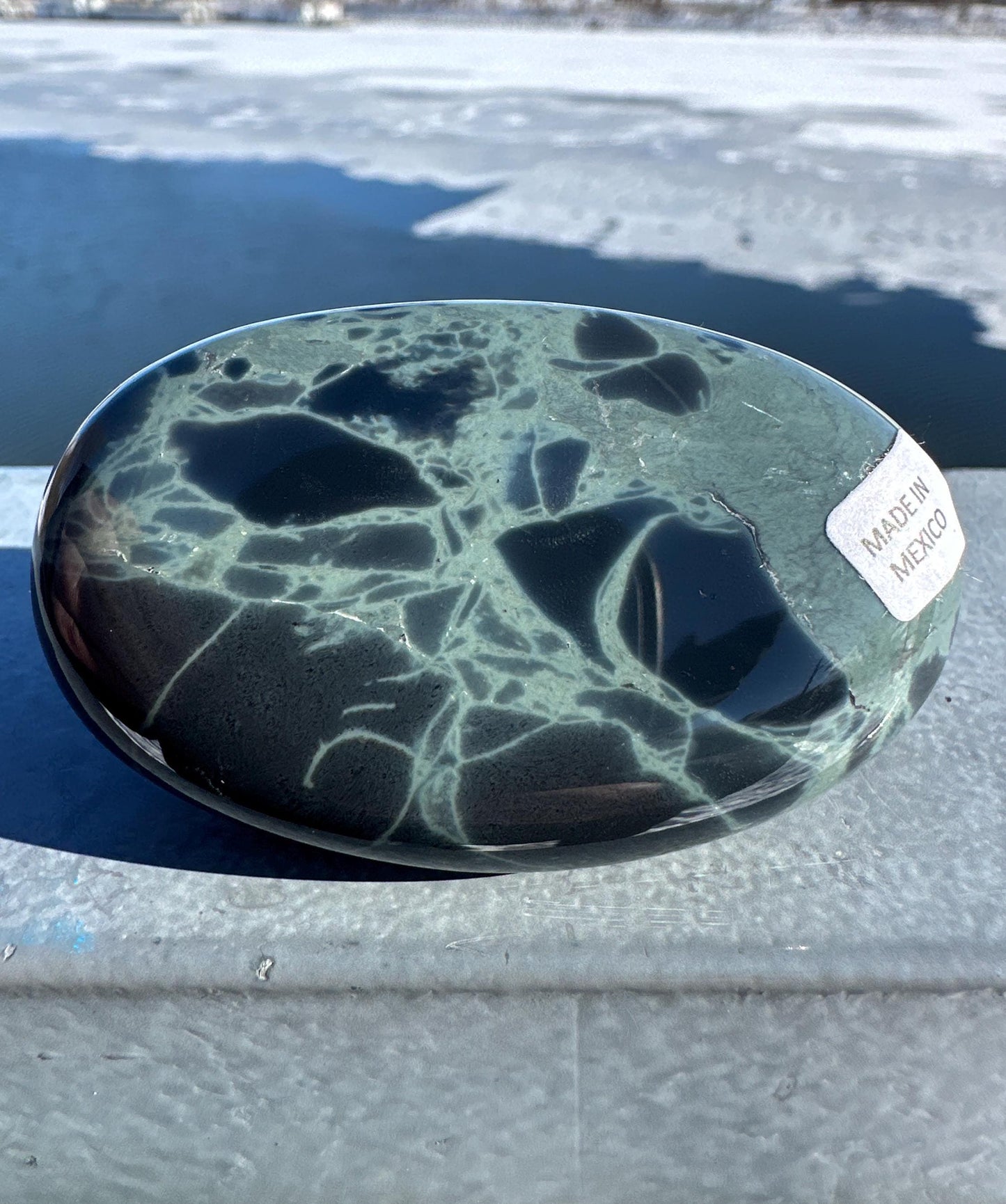 Spider Web Obsidian Palm Stone from Mexico