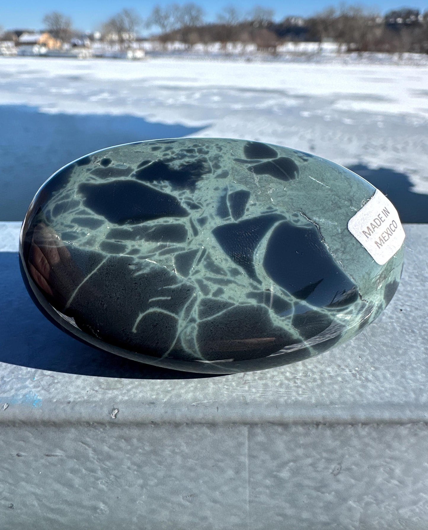 Spider Web Obsidian Palm Stone from Mexico