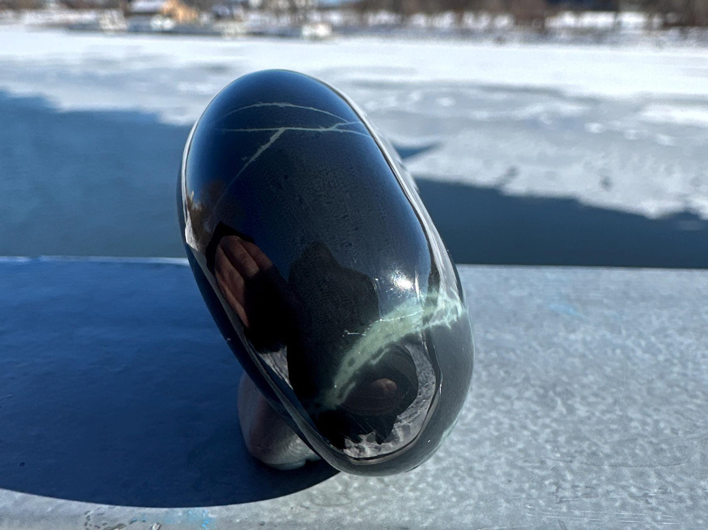 Spider Web Obsidian Palm Stone from Mexico