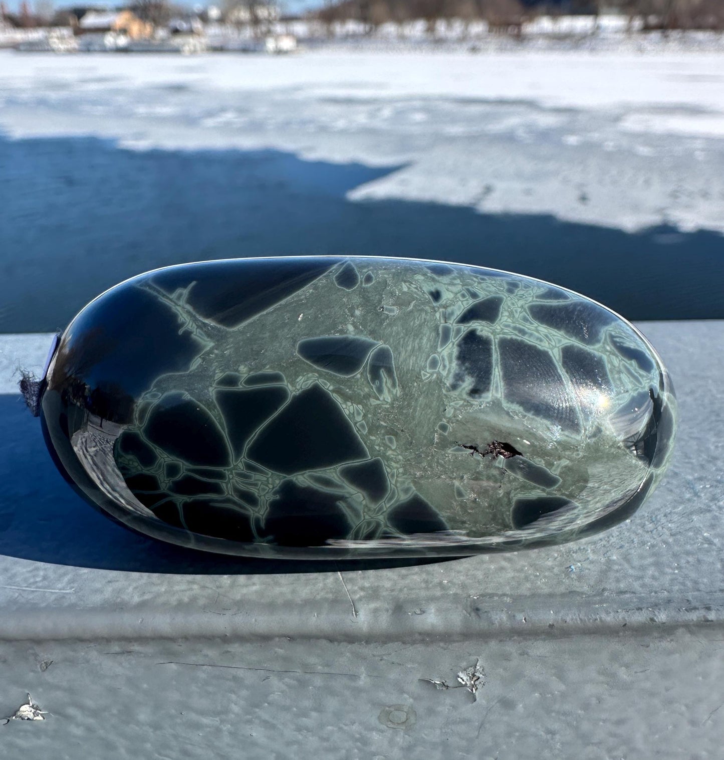 Spider Web Obsidian Palm Stone from Mexico