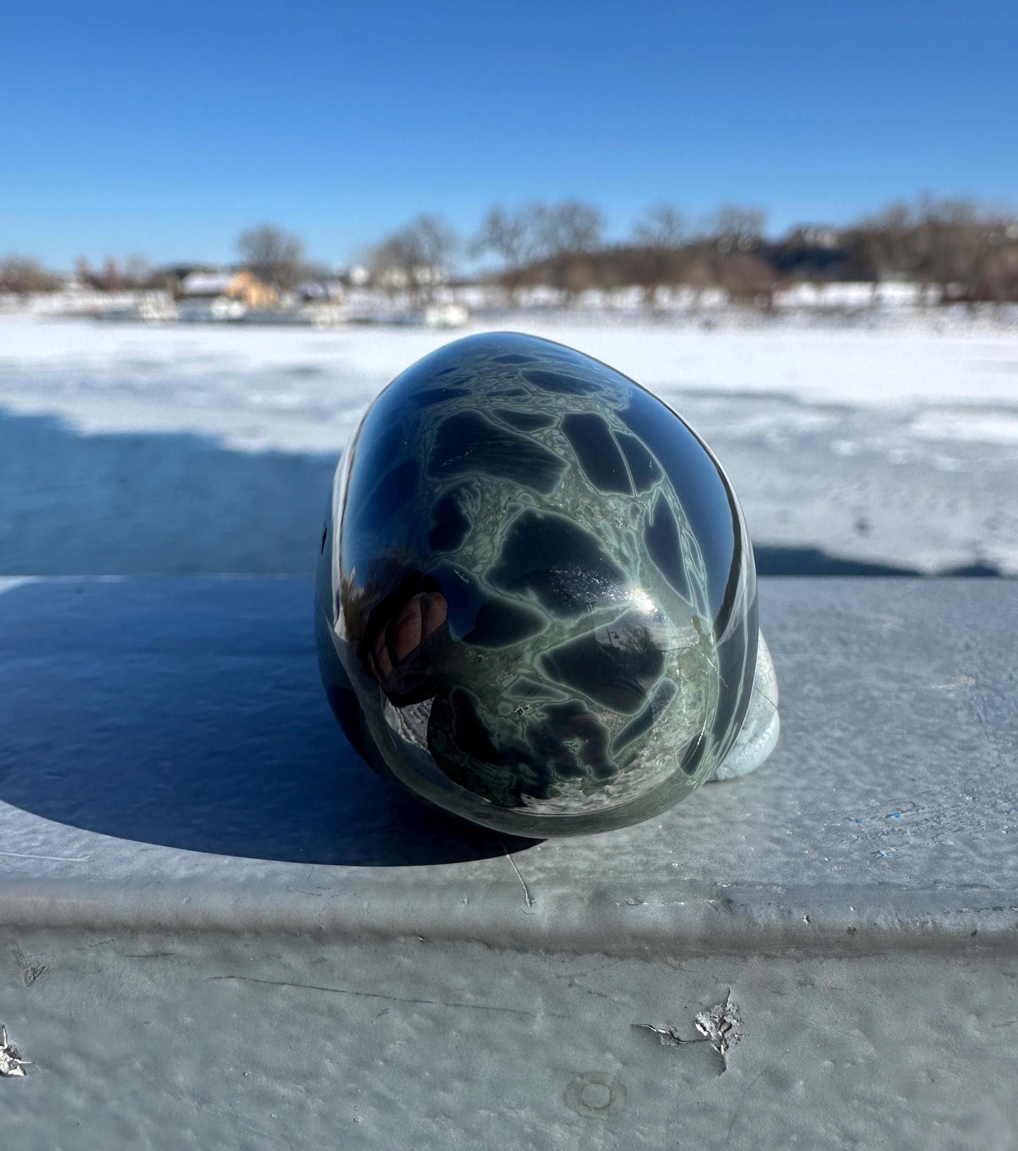 Spider Web Obsidian Palm Stone from Mexico