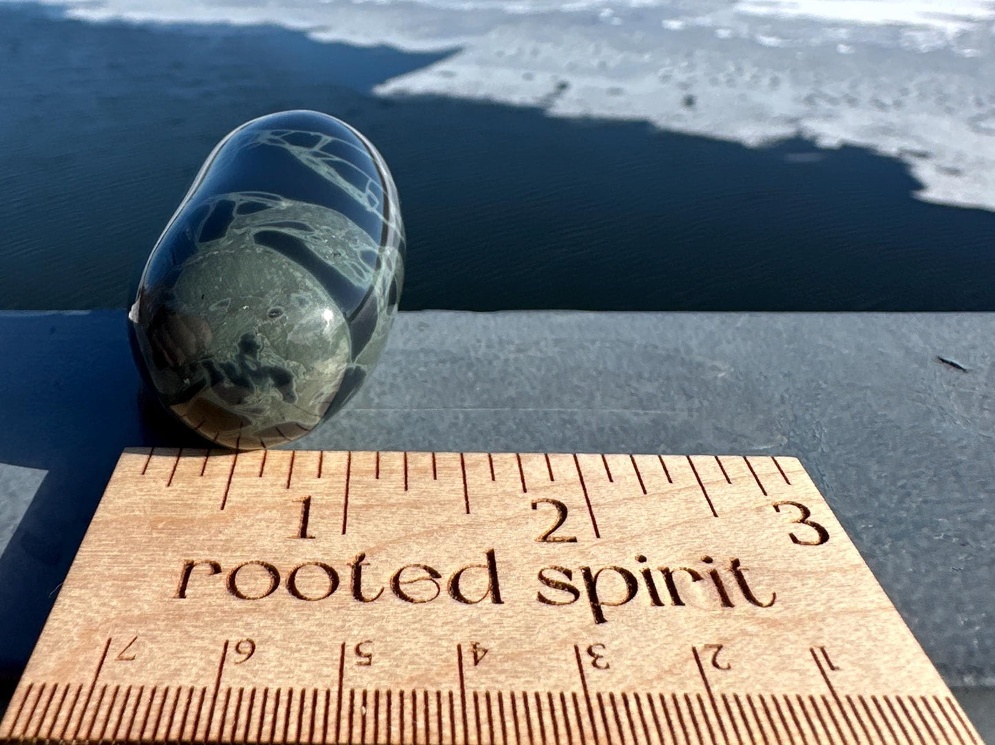 Spider Web Obsidian Palm Stone from Mexico
