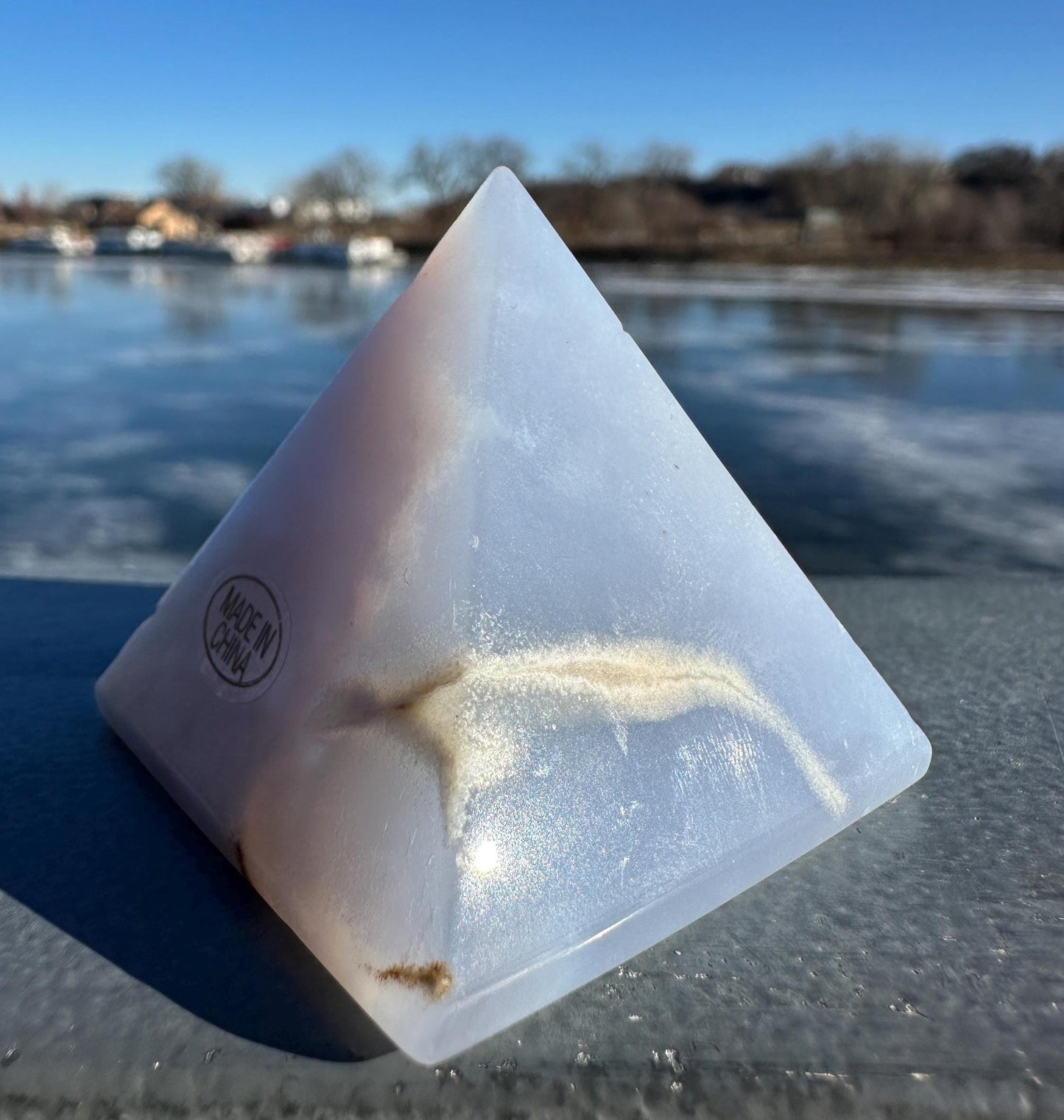 Soothing Blue Chalcedony Pyramid Carving