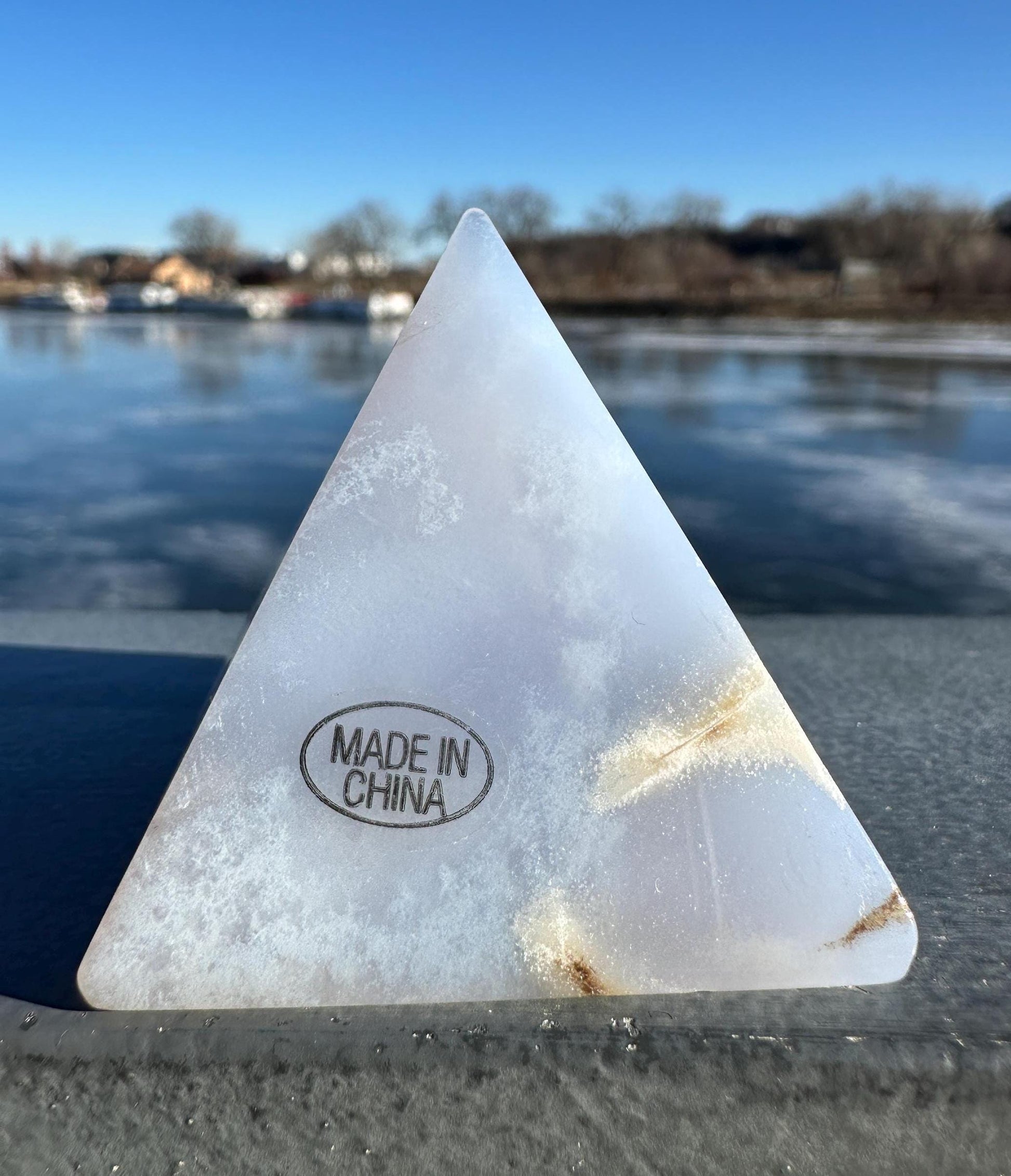 Soothing Blue Chalcedony Pyramid Carving