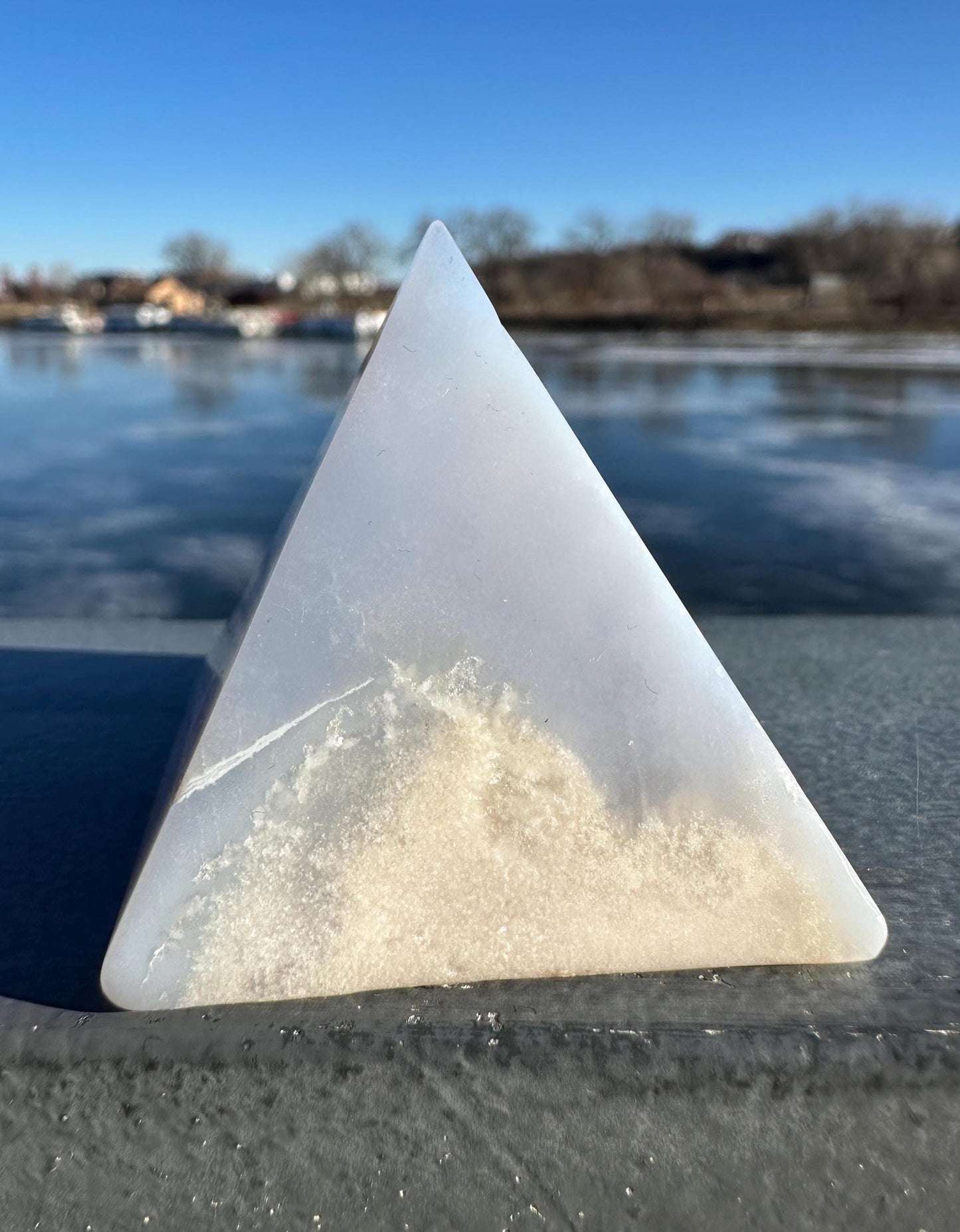 Soothing Blue Chalcedony Pyramid Carving